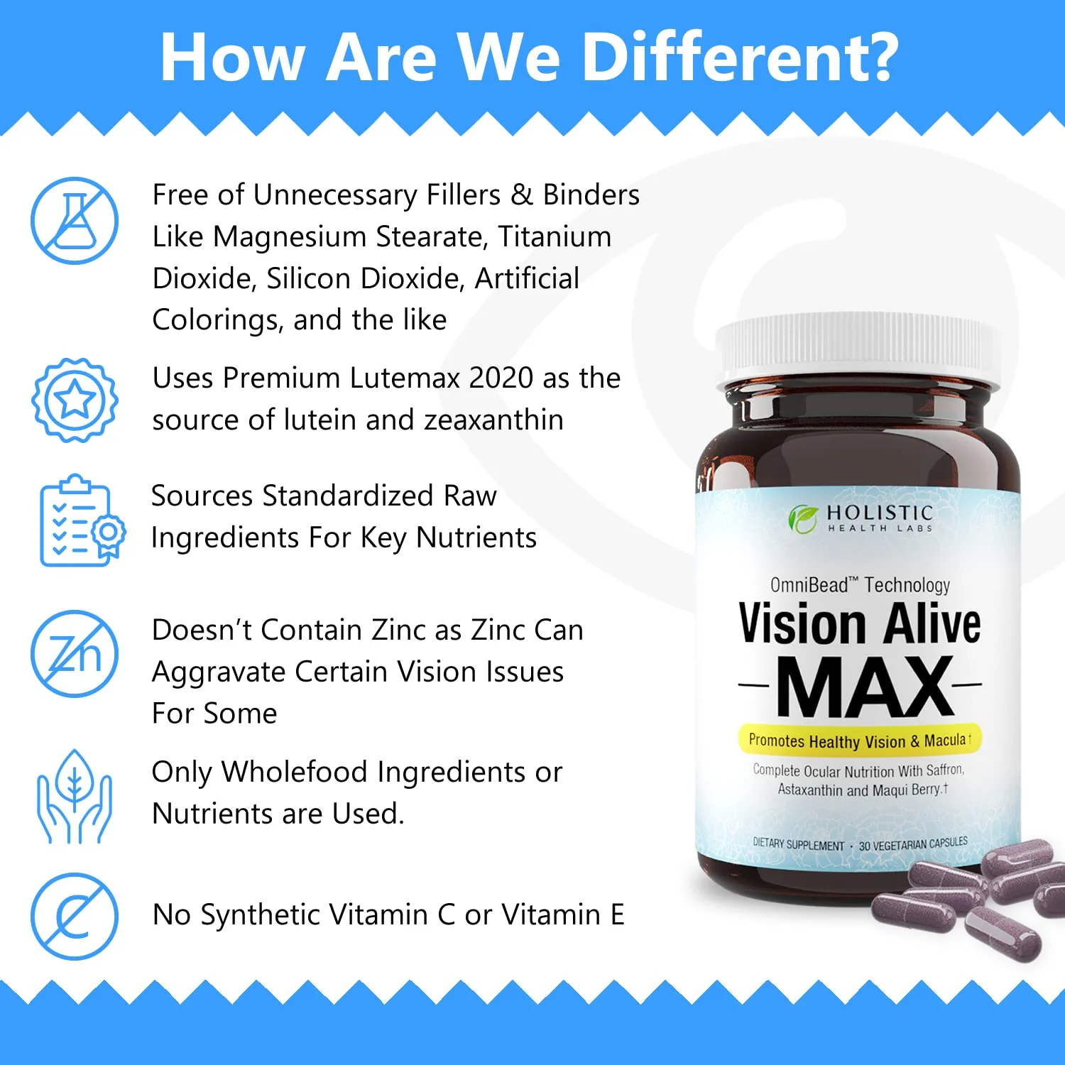Holistic Health Labs Vision Alive Max – 8 Natural Eye Health Ingredients (Lutemax 2020, Bilberries, Blueberries, C3G from Black Currant, Maqui Berry, Saffron, Astaxanthin) – Pack of 3 - Image 5