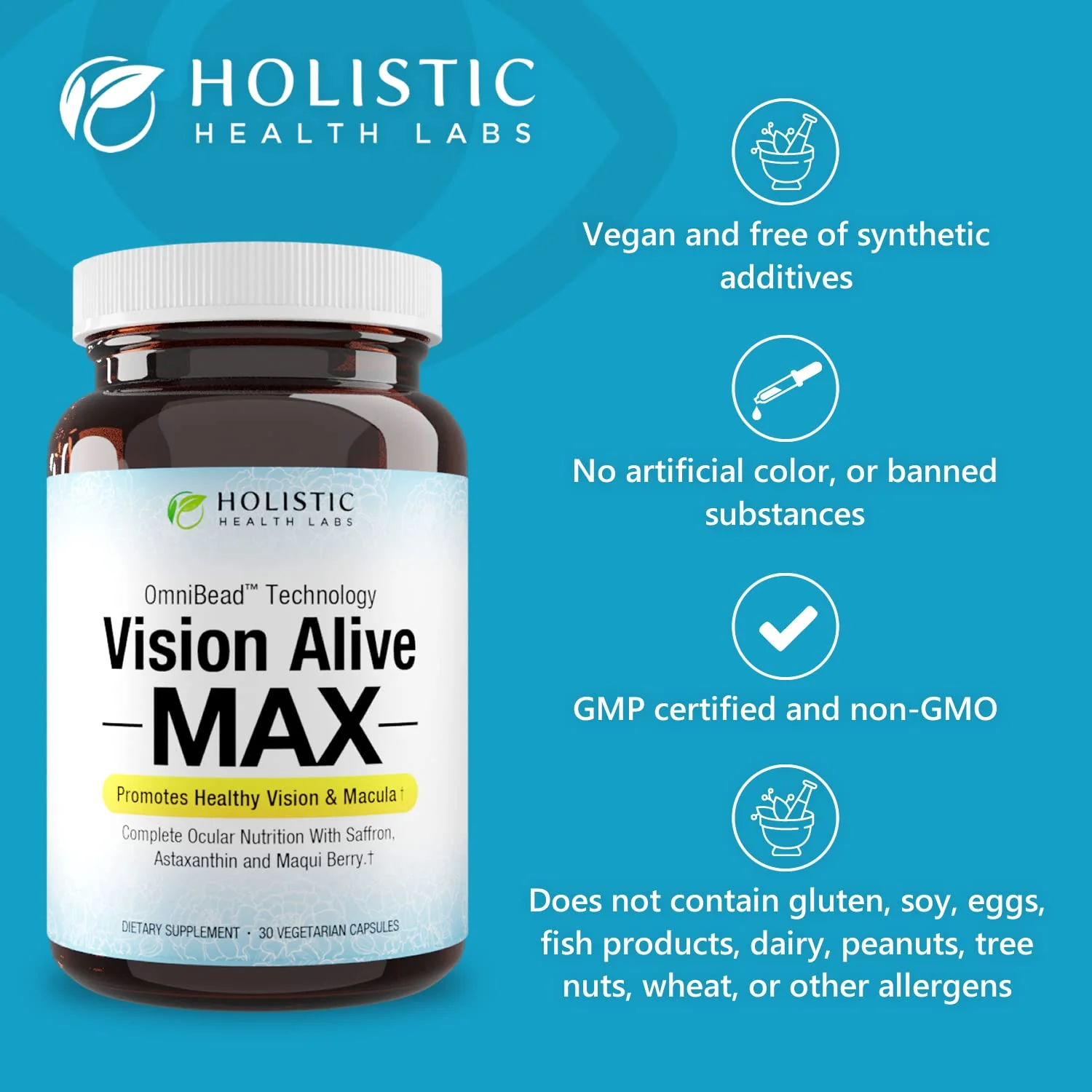 Holistic Health Labs Vision Alive Max – 8 Natural Eye Health Ingredients (Lutemax 2020, Bilberries, Blueberries, C3G from Black Currant, Maqui Berry, Saffron, Astaxanthin) – Pack of 3 - Image 6