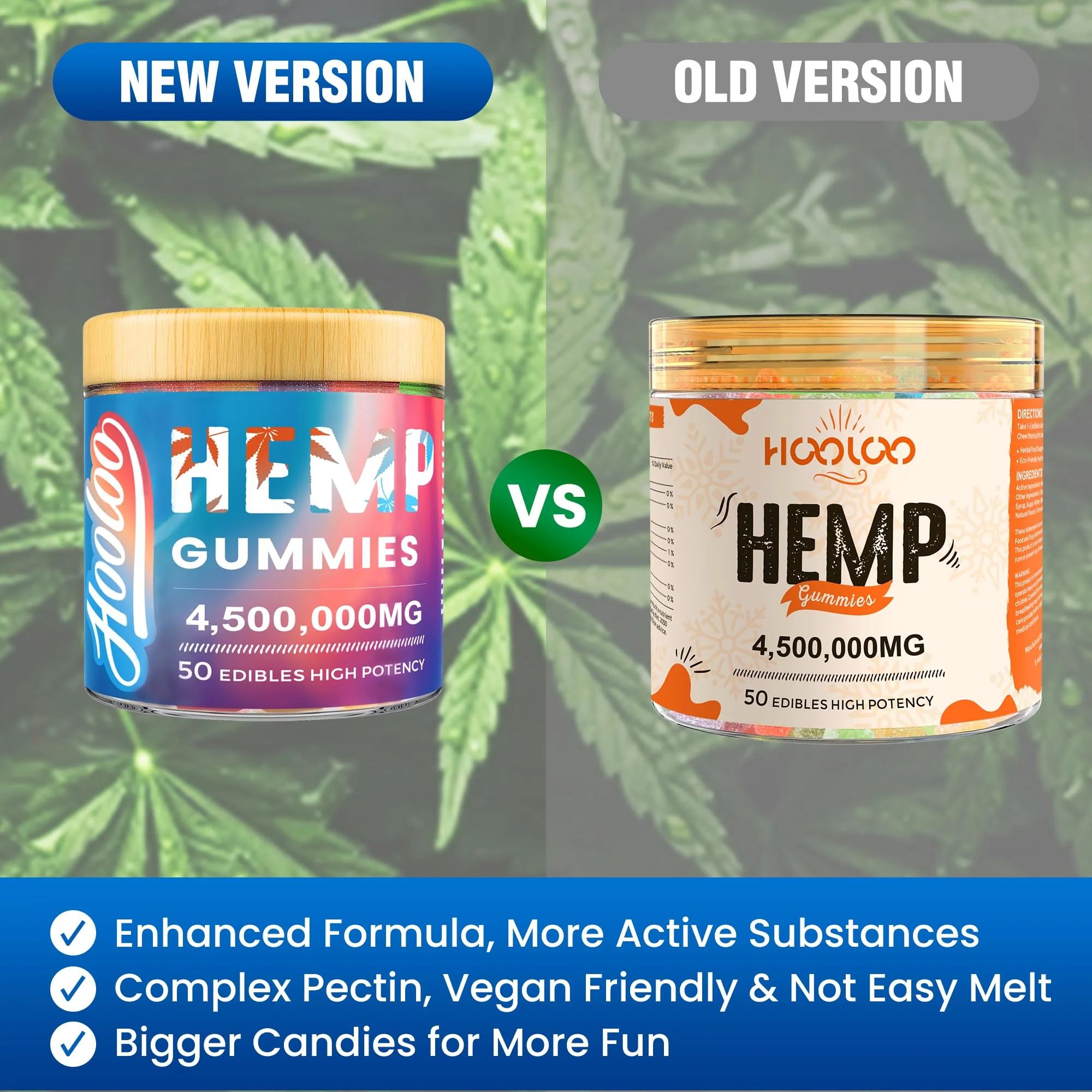 HOOLOO Hemp Gummies Extra Strength for Adults – 6 Flavors, Omega 3, USA Made (Pack of 4) - Image 5