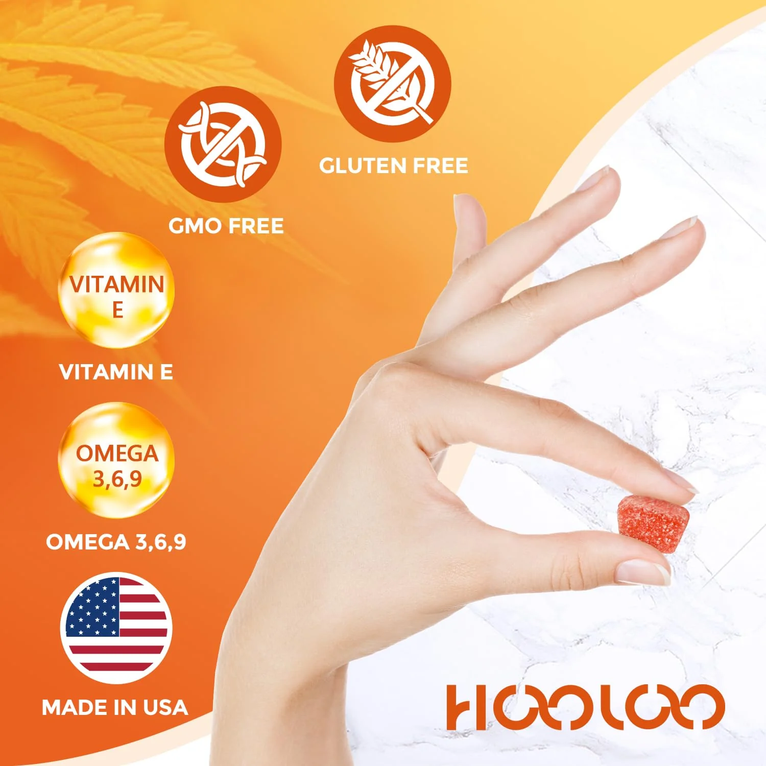 HOOLOO Hemp Gummies Extra Strength for Adults – 6 Flavors, Omega 3, USA Made (Pack of 4) - Image 9