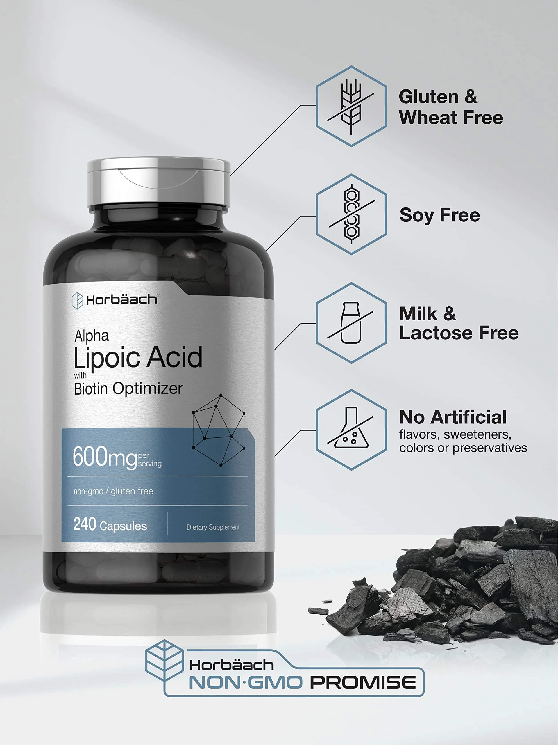 Horbäach Alpha Lipoic Acid 600mg + Biotin Optimizer – 240 Capsules (Pack of 2) | Gluten Free, Non-GMO - Image 11