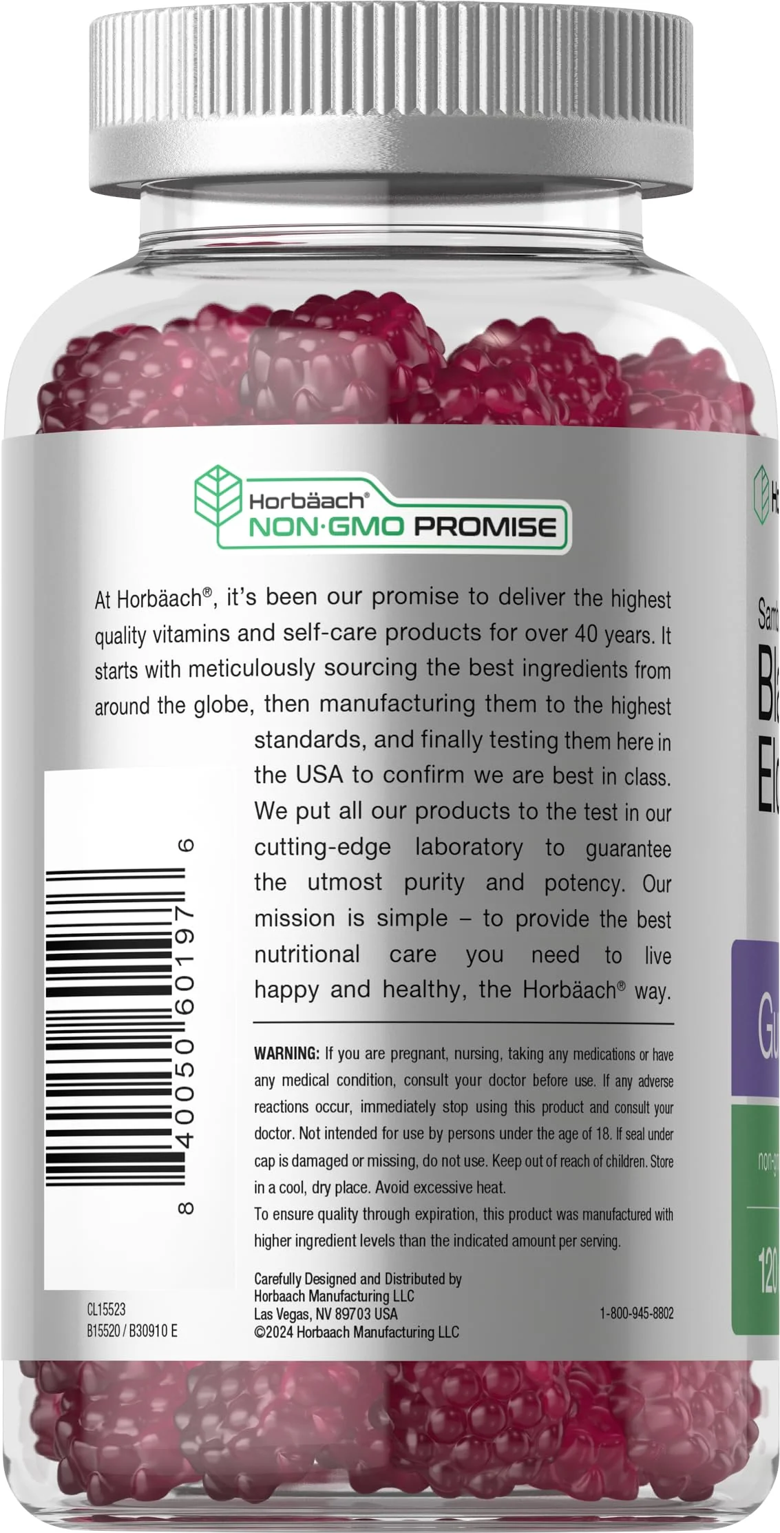 Horbaach Black Elderberry Gummies - 120 Count (Pack of 2) | Zinc & Vitamin C | Vegan, Non-GMO, Gluten Free - Image 3