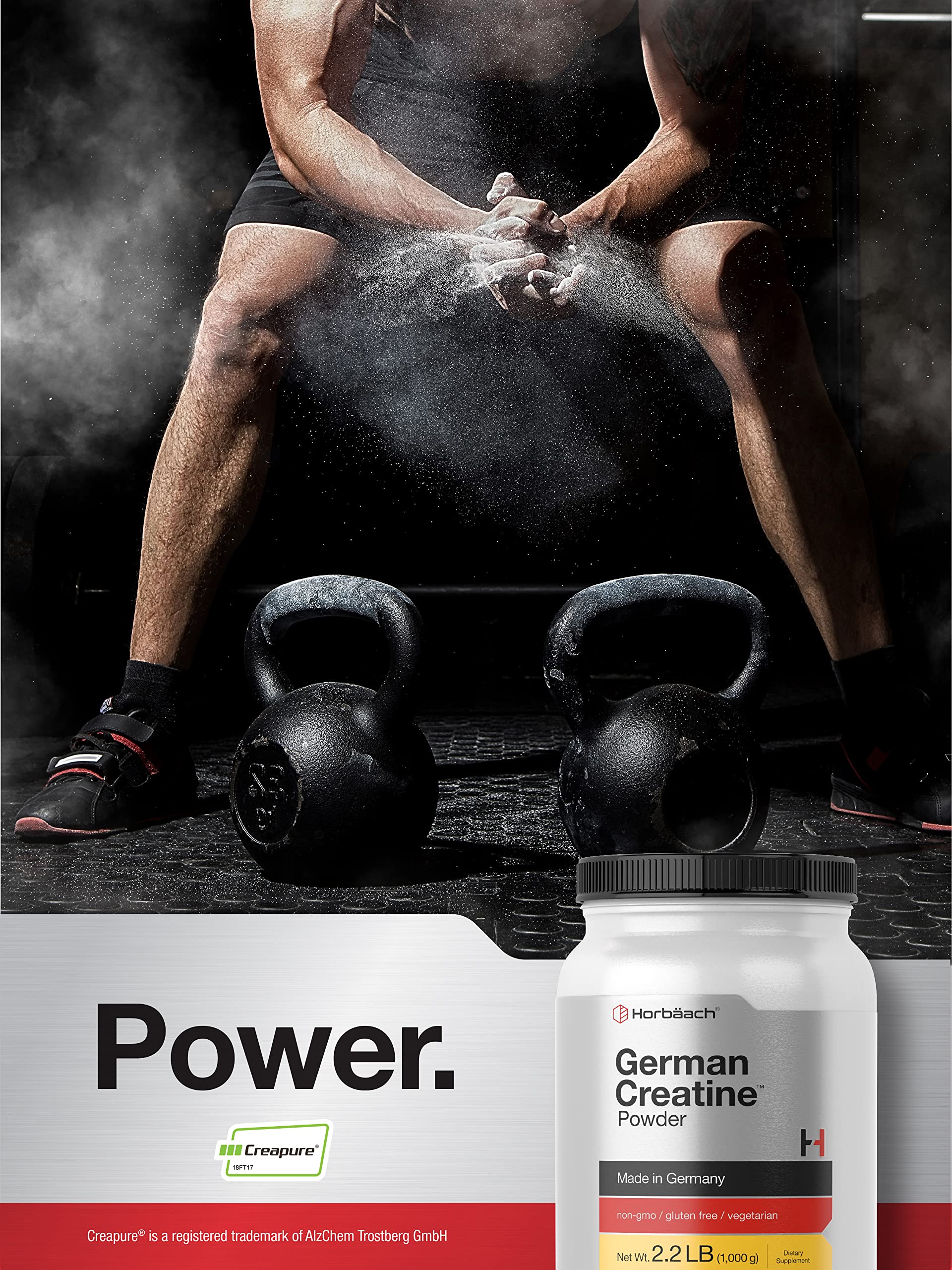 Horbäach German Creatine Powder 1000g | Creapure Monohydrate Powder | Vegetarian, Non-GMO, and Gluten Free Supplement | Promotes Strength & Power - Image 3