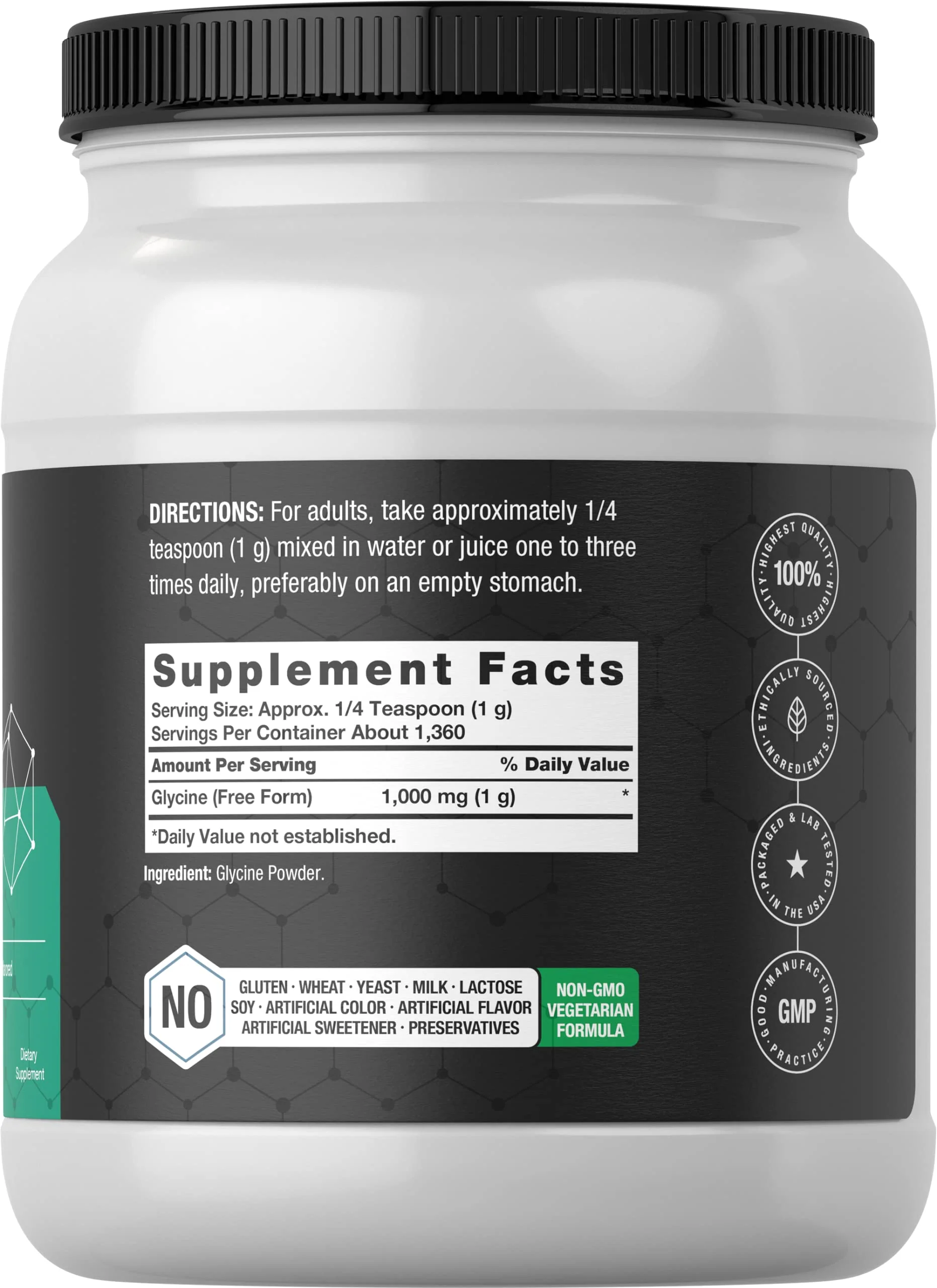 Horbäach Glycine Powder 3 lbs - Free Form, Unflavored, Vegetarian, Non-GMO, Gluten Free - Image 2