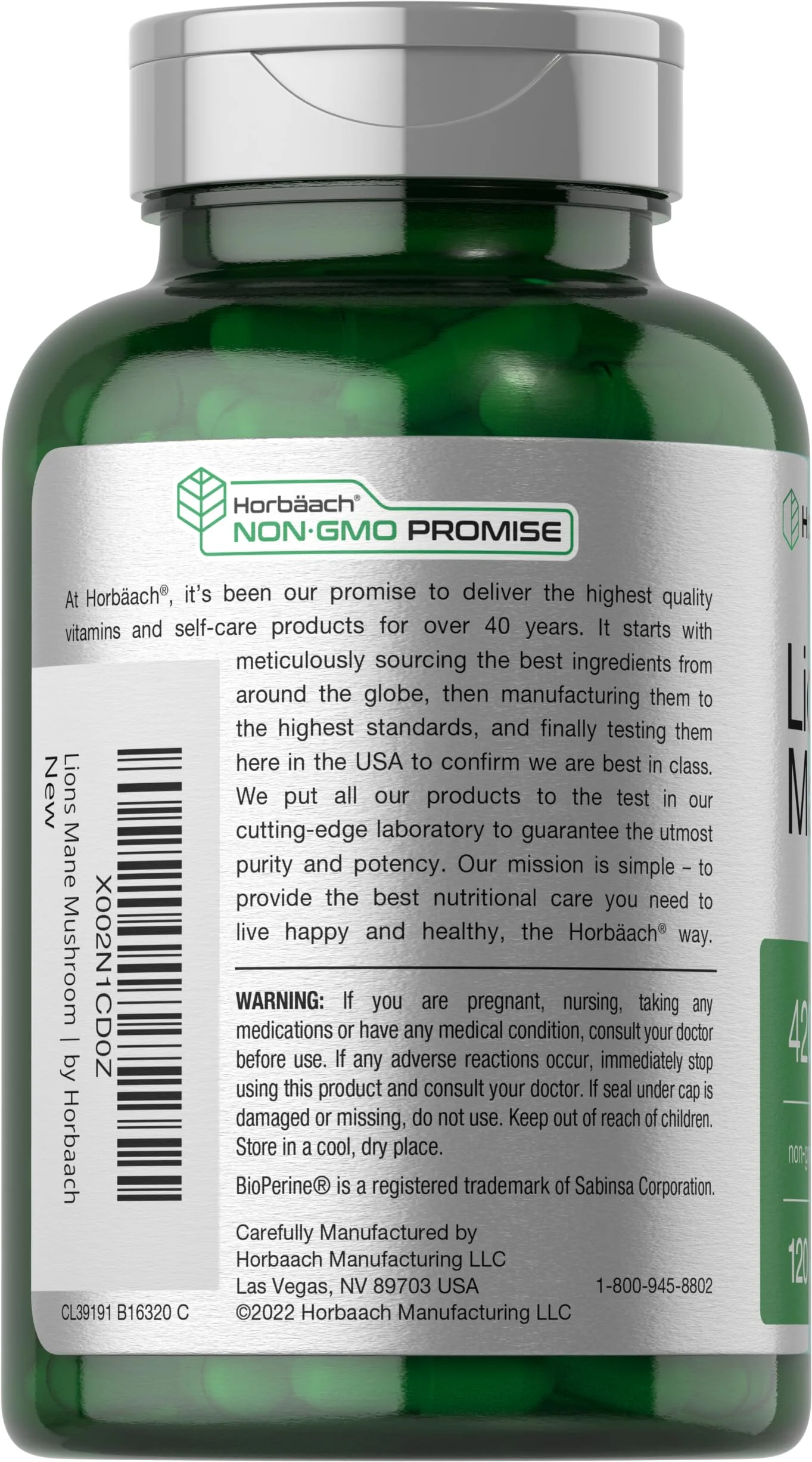 Horbäach Lions Mane Mushroom Extract 4200mg | 120 Veg Capsules | Pack of 2 - Image 3