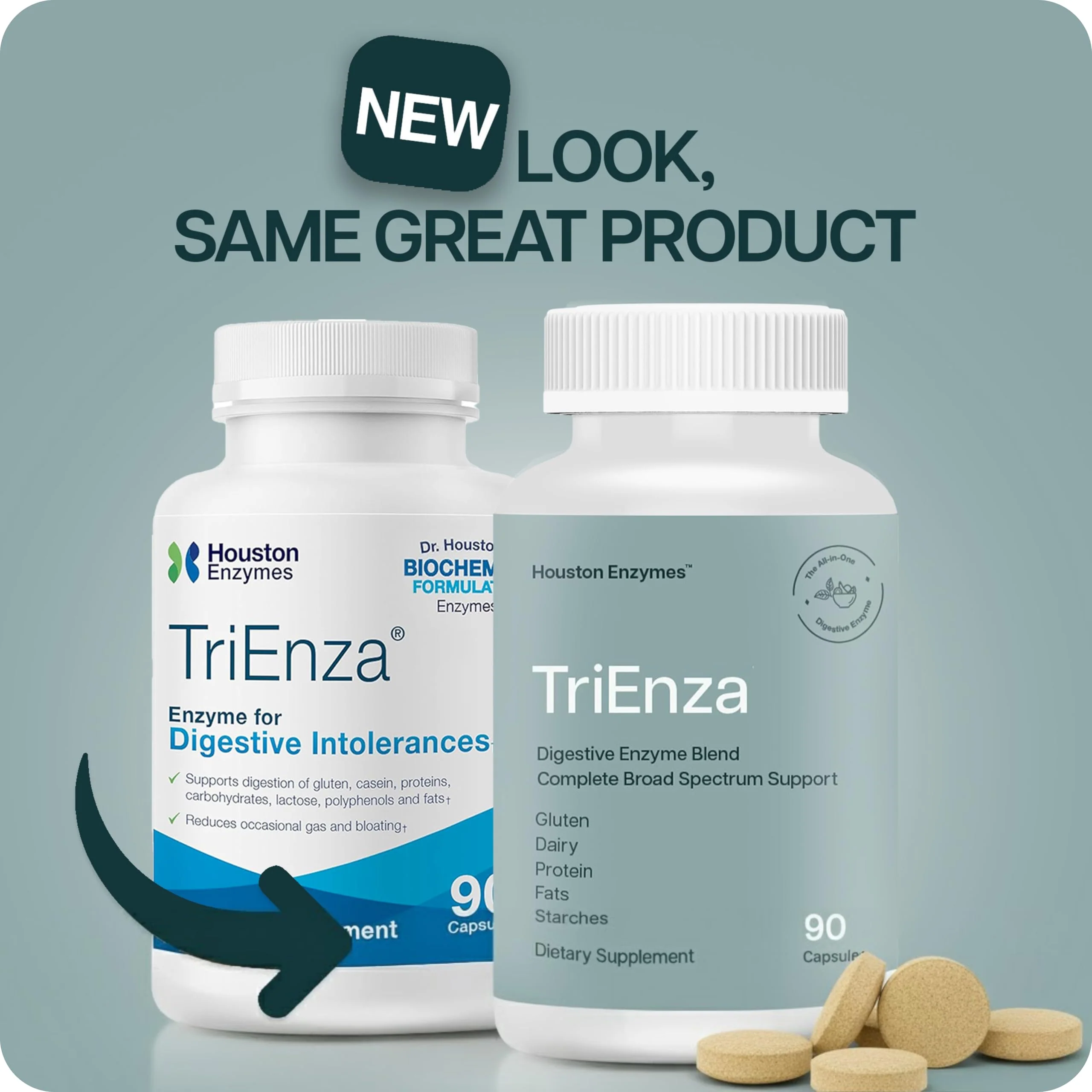 Houston Enzymes TriEnza - Digestive Enzyme Supplement for Gluten, Casein, Soy, Carbs & Fats | 180 Chewable Tablets - Image 8
