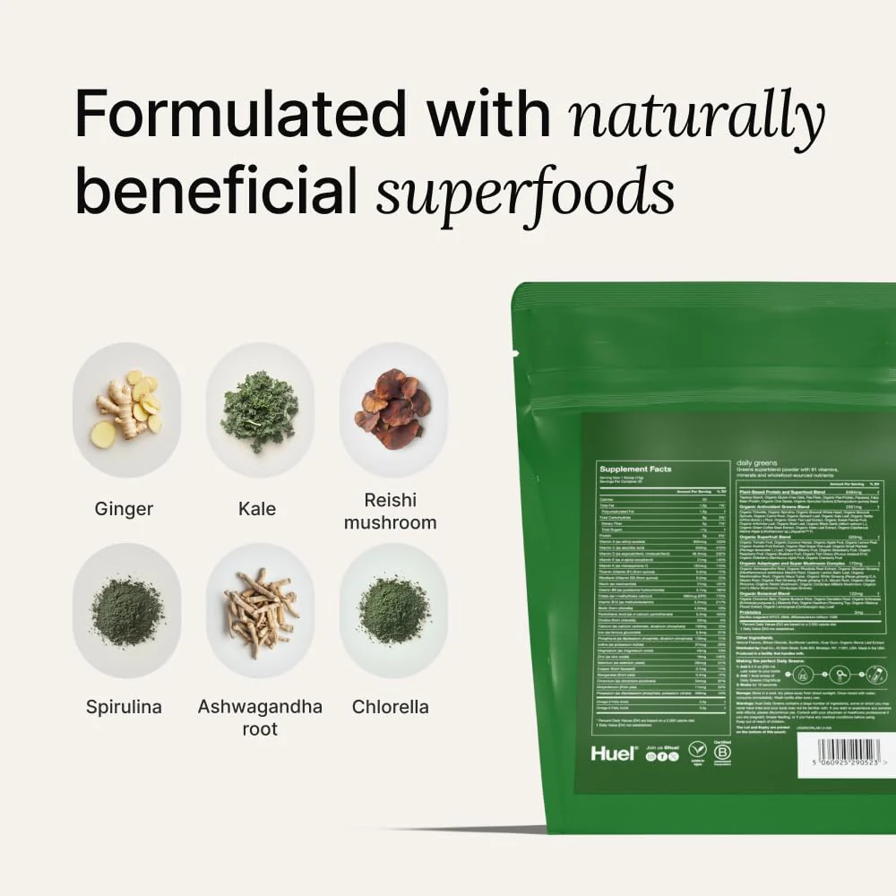 Huel Daily Greens Peach Passionfruit | Superfood Greens Powder with 91 Vitamins, Adaptogens & Probiotics | 30 Servings - Image 14