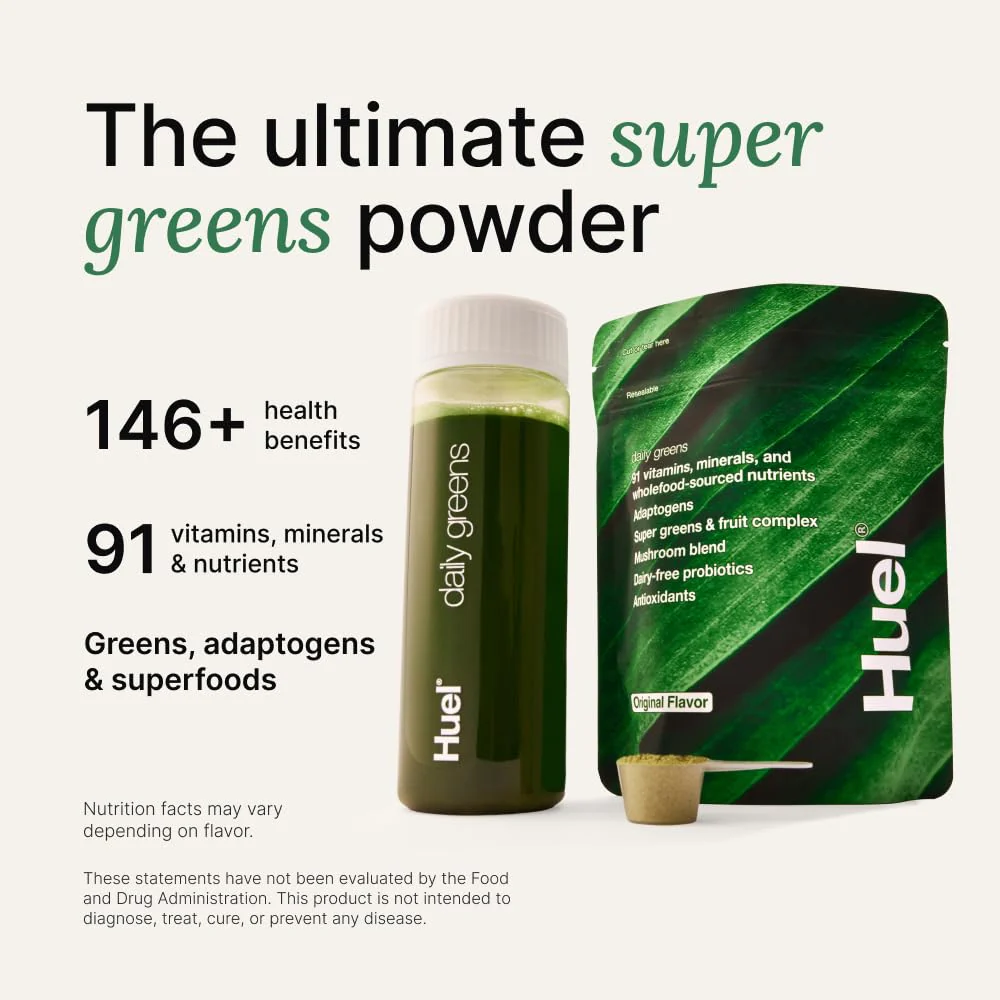 Huel Daily Greens Peach Passionfruit | Superfood Greens Powder with 91 Vitamins, Adaptogens & Probiotics | 30 Servings - Image 2