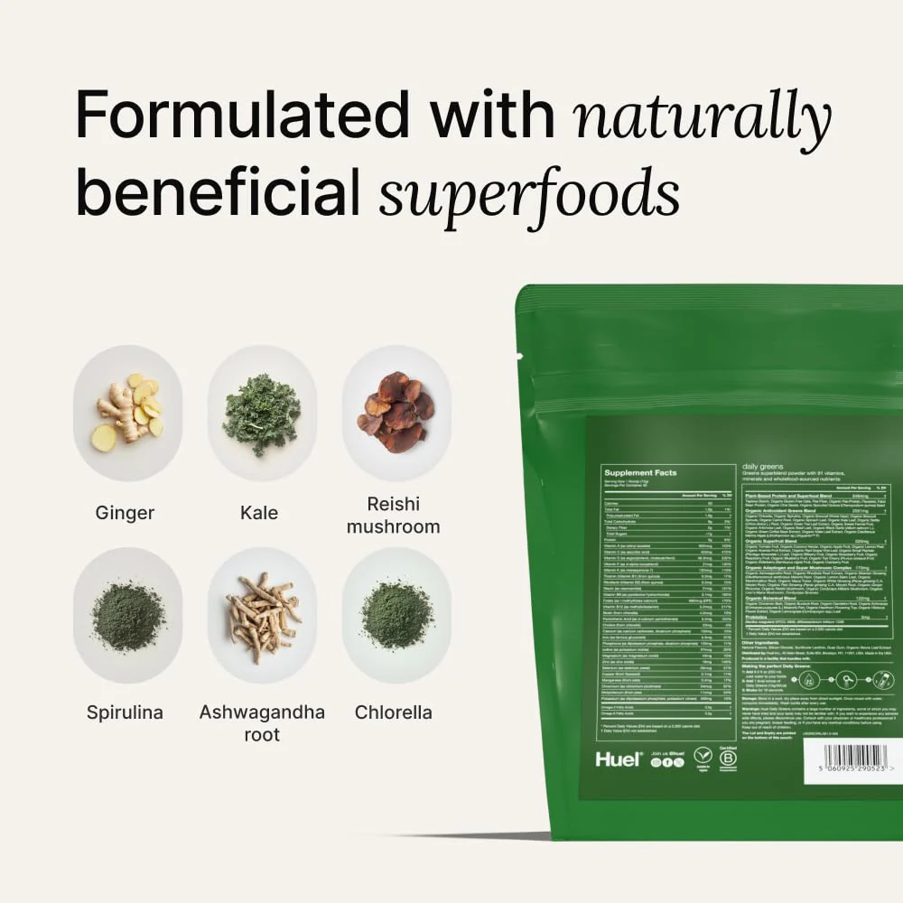 Huel Daily Greens | Superfood Greens Powder with 91 Vitamins & Minerals, Probiotics, Adaptogens | 30 Servings - Image 14