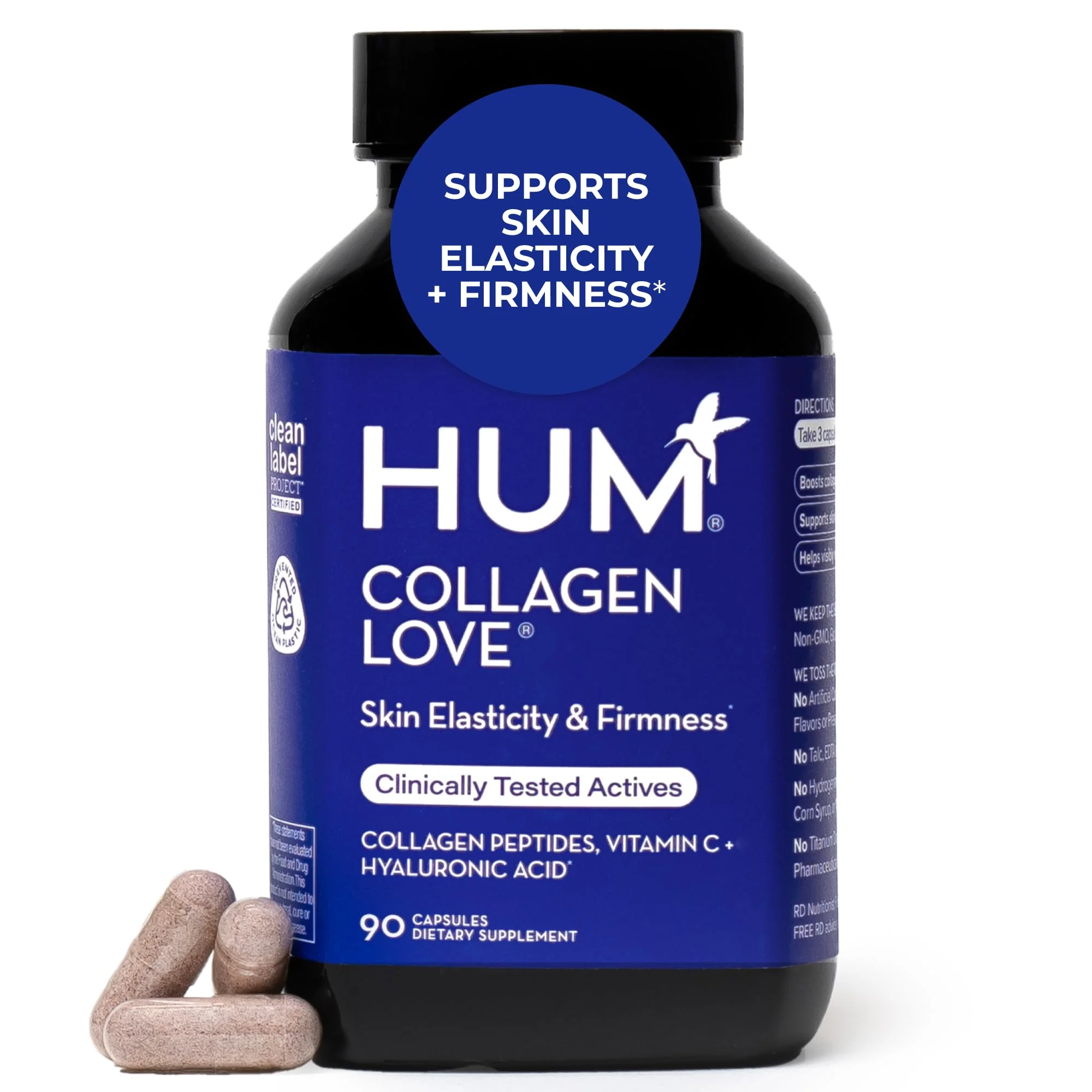 HUM Collagen Love Skin — Collagen Peptides with Hyaluronic Acid & Vitamin C, 90 Capsules - Image 10