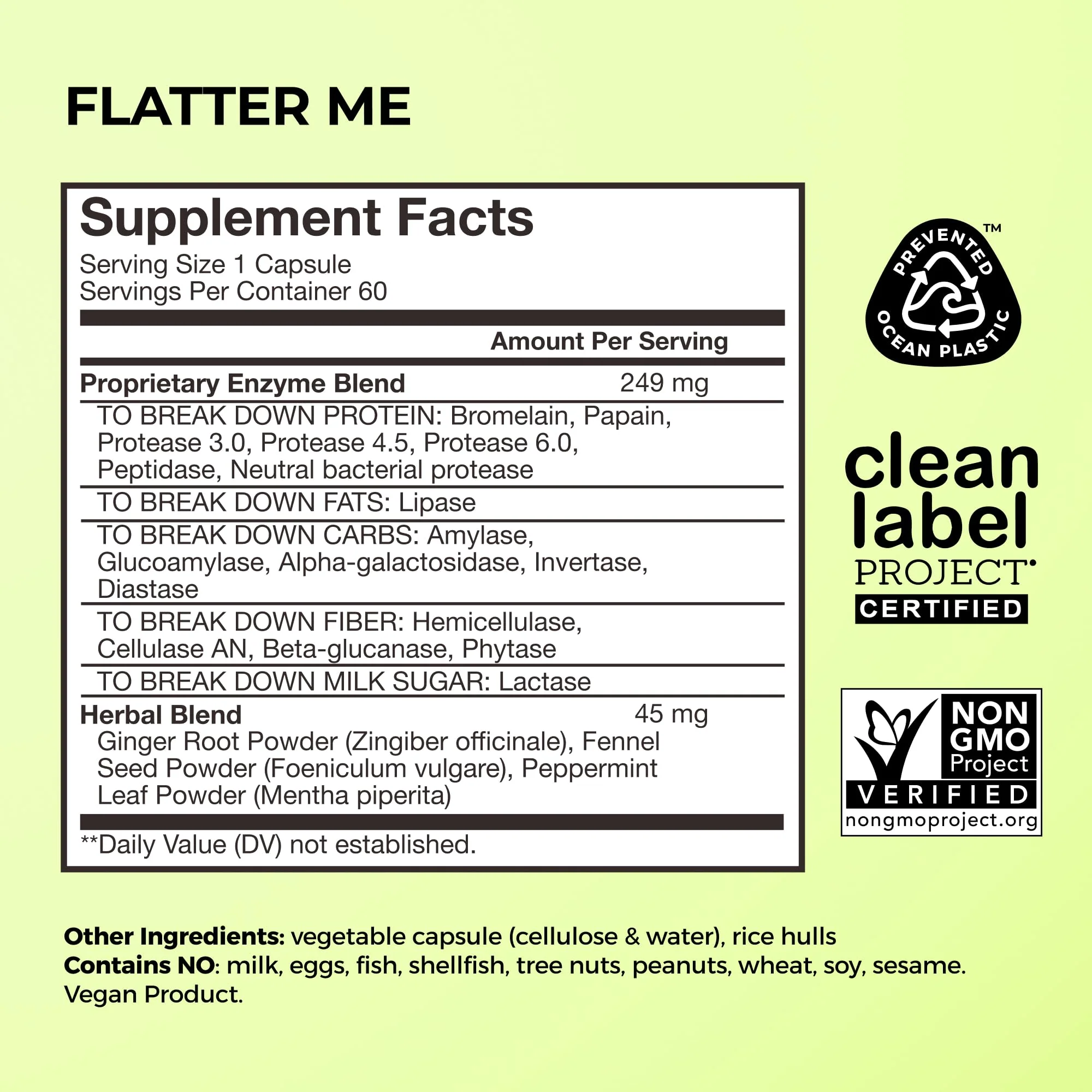 HUM Flatter Me Digestive Enzymes for Women & Men - Fast Debloat, Ginger & Peppermint, 60 Capsules - Image 2