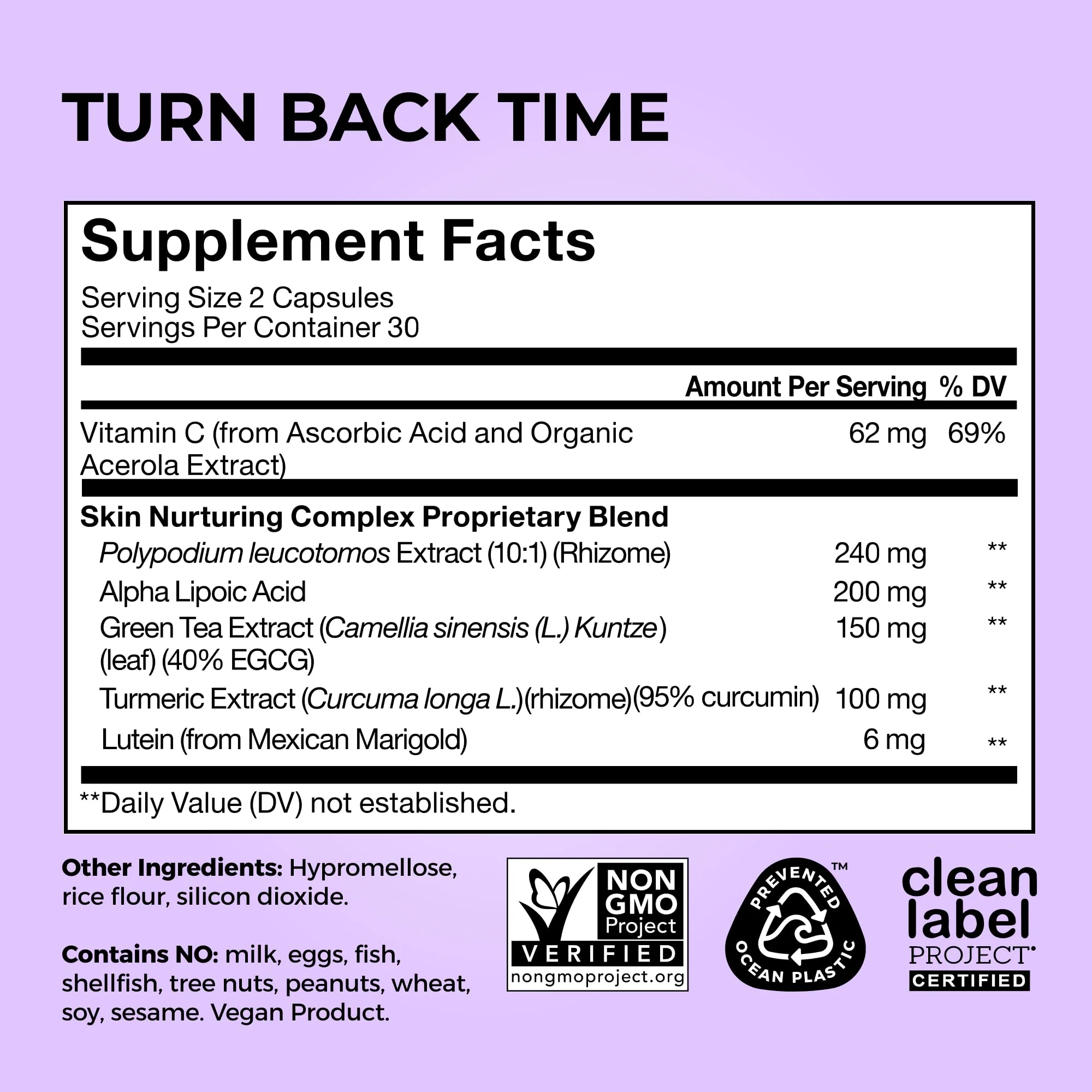 HUM Turn Back Time Turmeric Supplement for Youthful Skin | Green Tea Extract, Lutein & Polyphenols | 60 Vegan Capsules - Image 5