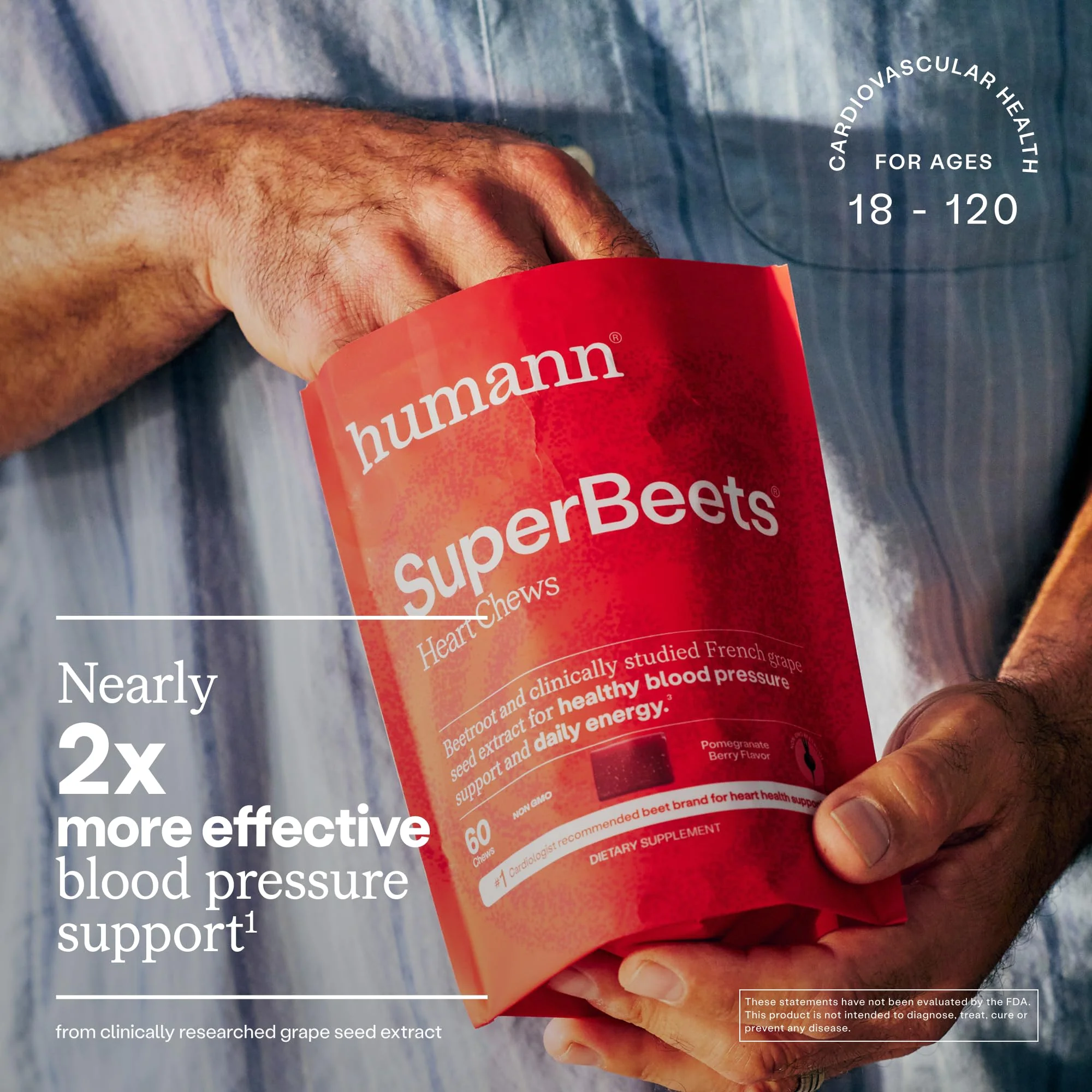 Humann SuperBeets Heart Chews – Nitric Oxide & Blood Pressure Support, Pomegranate Berry Flavor, 60 Count - Image 13