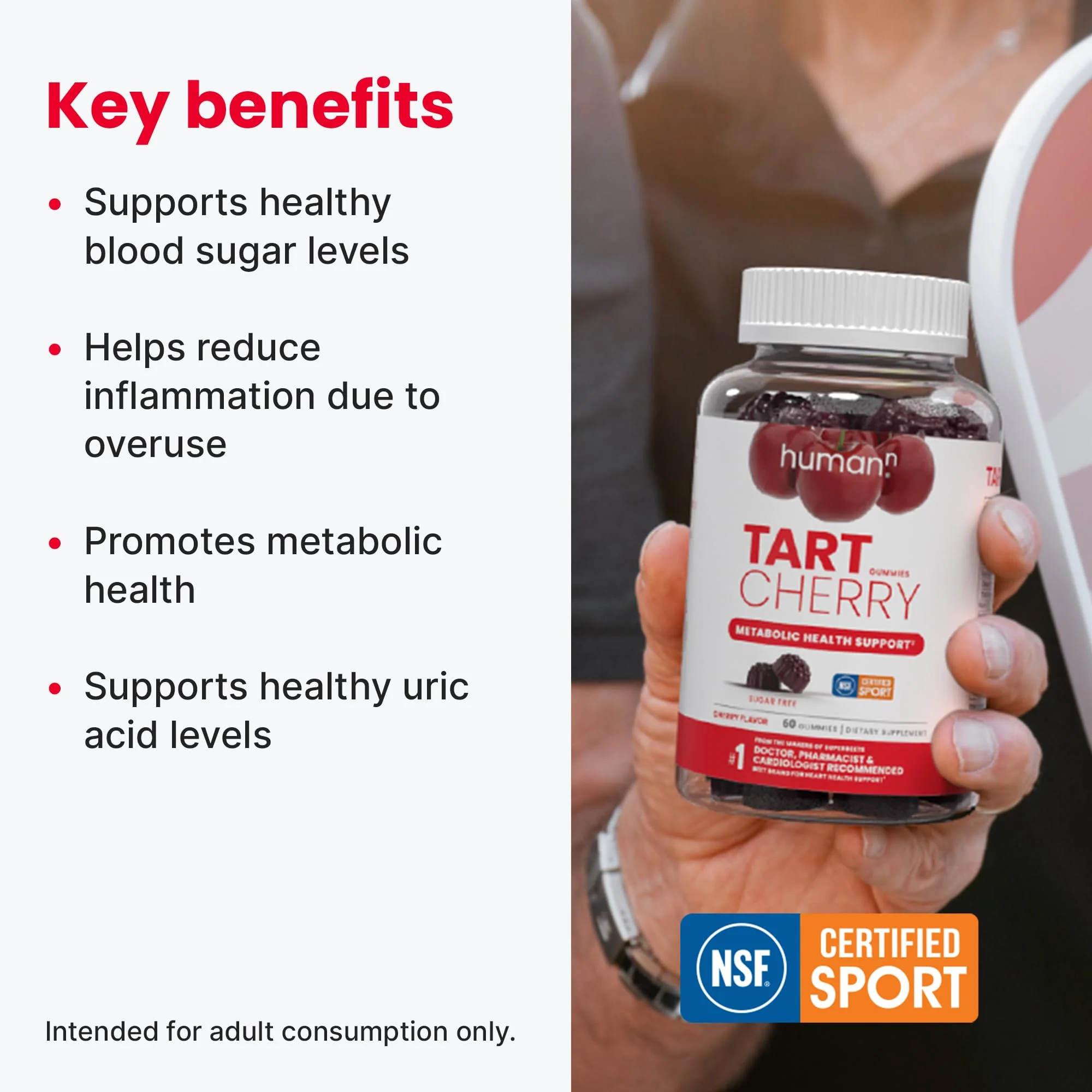 Humann Tart Cherry Gummies – NSF Certified Sport, Sugar-Free & Vegan - Image 3