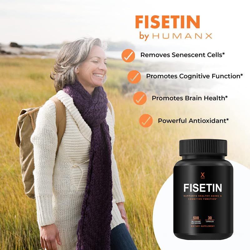 HUMANX Fisetin 500mg – 98% Pure Fisetin Supplement | Senolytic Activator | USA Made Non-GMO Capsules - Image 8