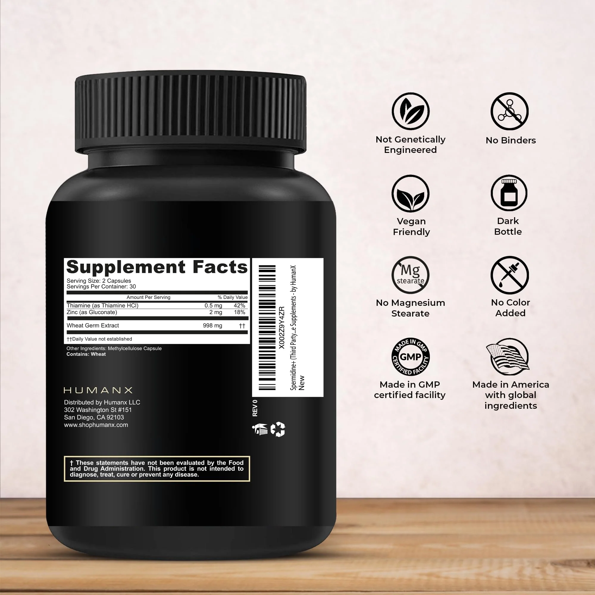 HUMANX Spermidine+ (USA Third Party Tested) – Spermidine-Rich Wheat Germ Extract + Zinc for Healthy Aging - Image 8
