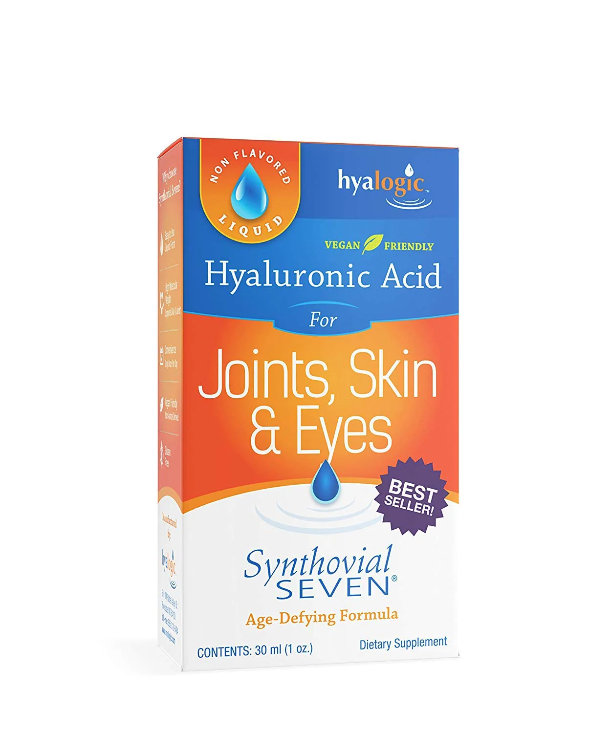 Hyalogic Synthovial Seven Liquid Hyaluronic Acid – Vegan Oral Joint & Skin Support, High Molecular Weight, 1 oz (2 Pack) - Image 2