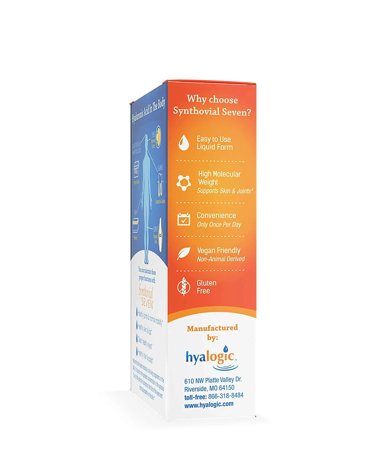 Hyalogic Synthovial Seven Liquid Hyaluronic Acid – Vegan Oral Joint & Skin Support, High Molecular Weight, 1 oz (2 Pack) - Image 4