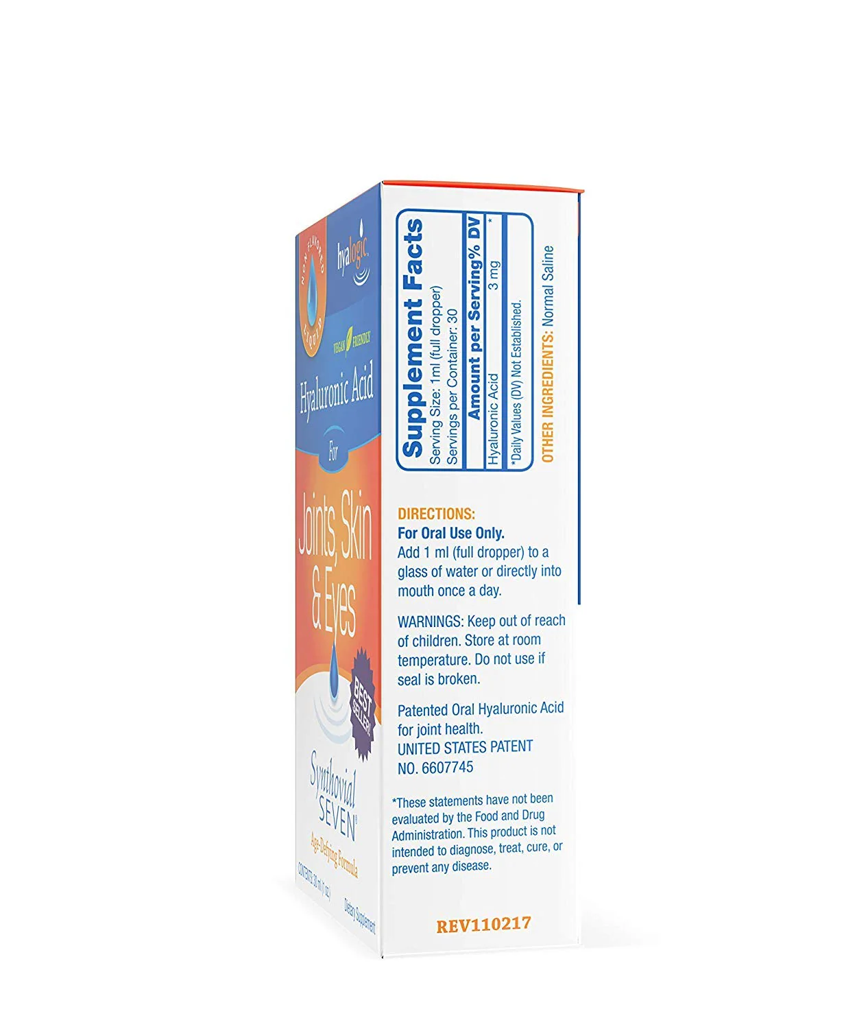 Hyalogic Synthovial Seven Liquid Hyaluronic Acid – Vegan Oral Joint & Skin Support, High Molecular Weight, 1 oz (2 Pack) - Image 5