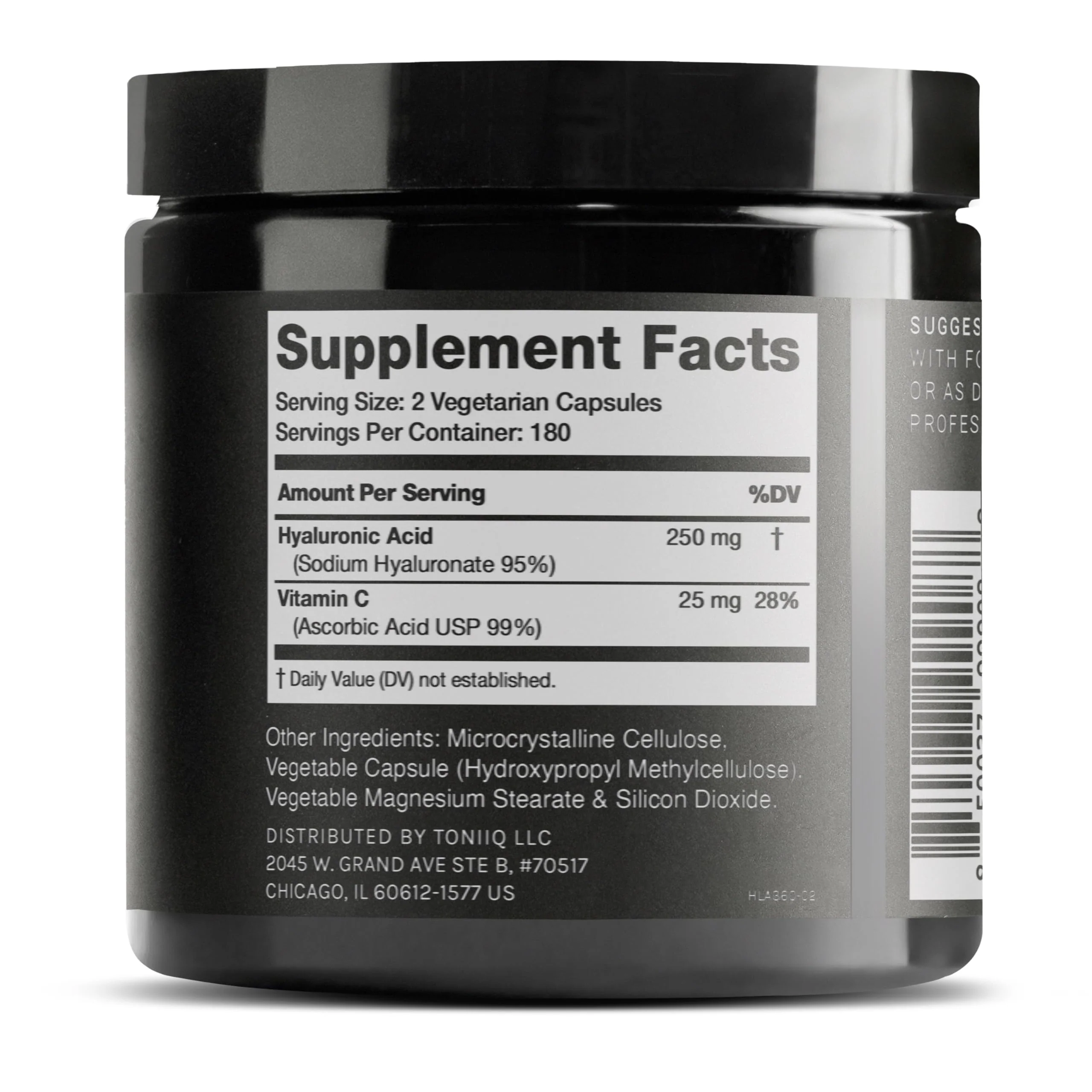 Hyaluronic Acid Supplements – Lab Tested 95% Ultra High Purity – Fermented and Bioavailable with Vitamin C – Third Party Lab Tested – 360 Capsules - Image 2