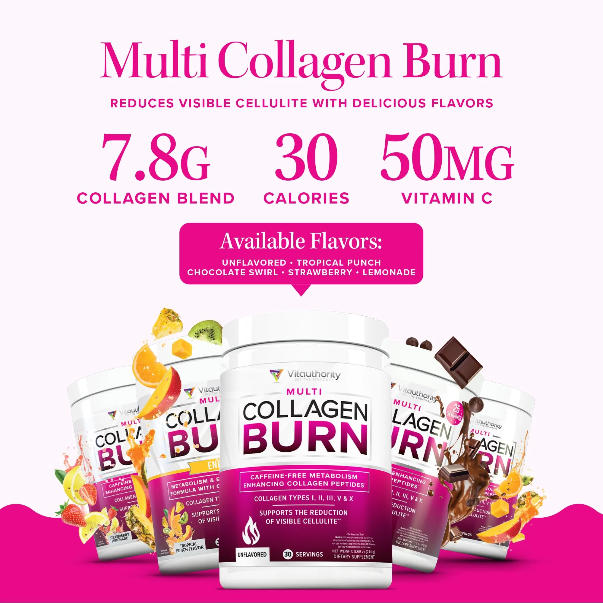 Hydrolyzed Collagen Peptides Powder for Women | MultiCollagen Burn with Hyaluronic Acid & Vitamin C (30 Servings) - Image 5