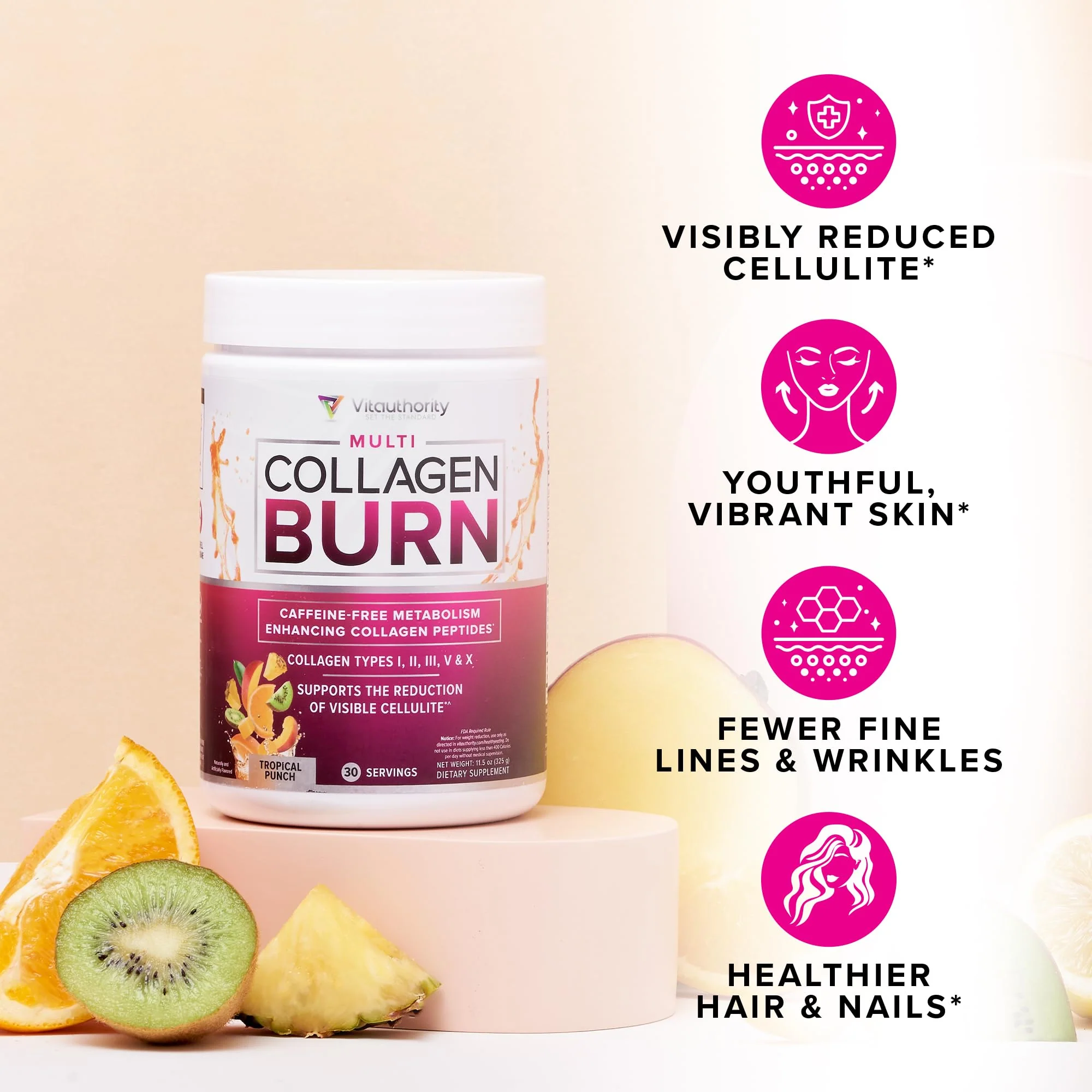 Hydrolyzed Collagen Peptides Powder for Women | MultiCollagen Burn with Hyaluronic Acid & Vitamin C (30 Servings) - Image 8