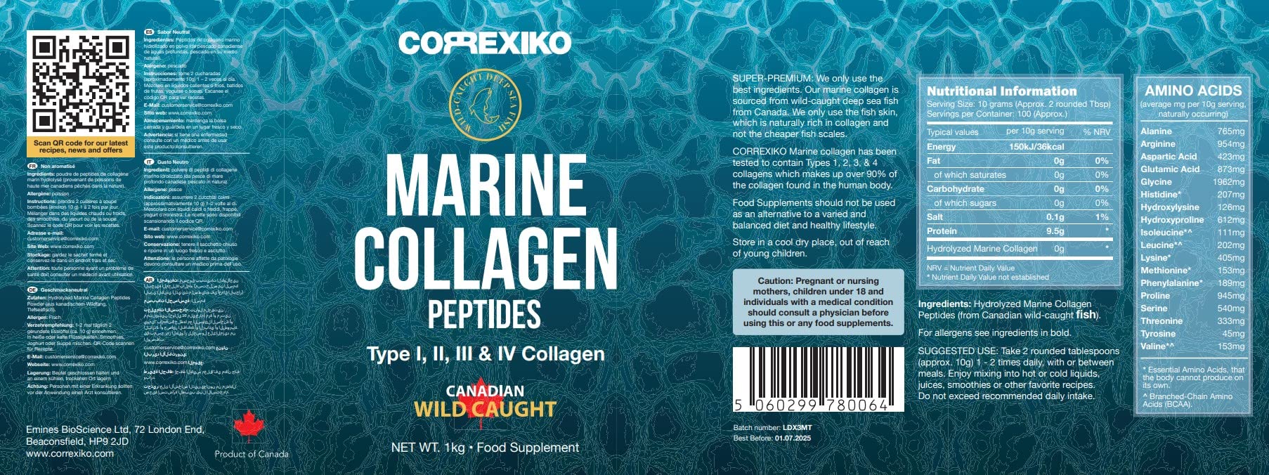 Hydrolyzed Marine Collagen Peptides Powder 1kg – Wild-Caught Canadian Fish Skin | Premium Collagen Supplement - Image 7