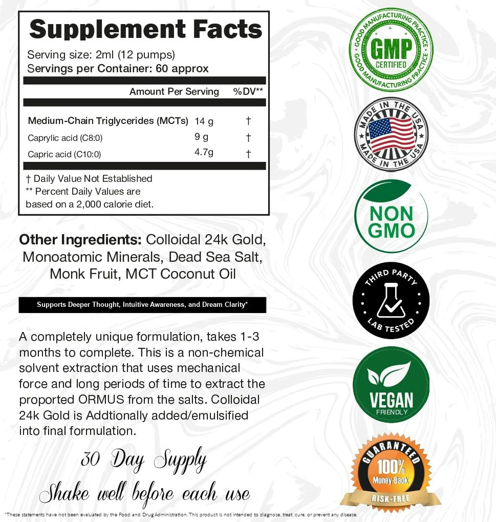 I Am Joy Co. Ormus Gold Oil Monoatomic | Deeper Thought, Intuition & Dream Clarity | 4oz - Image 2
