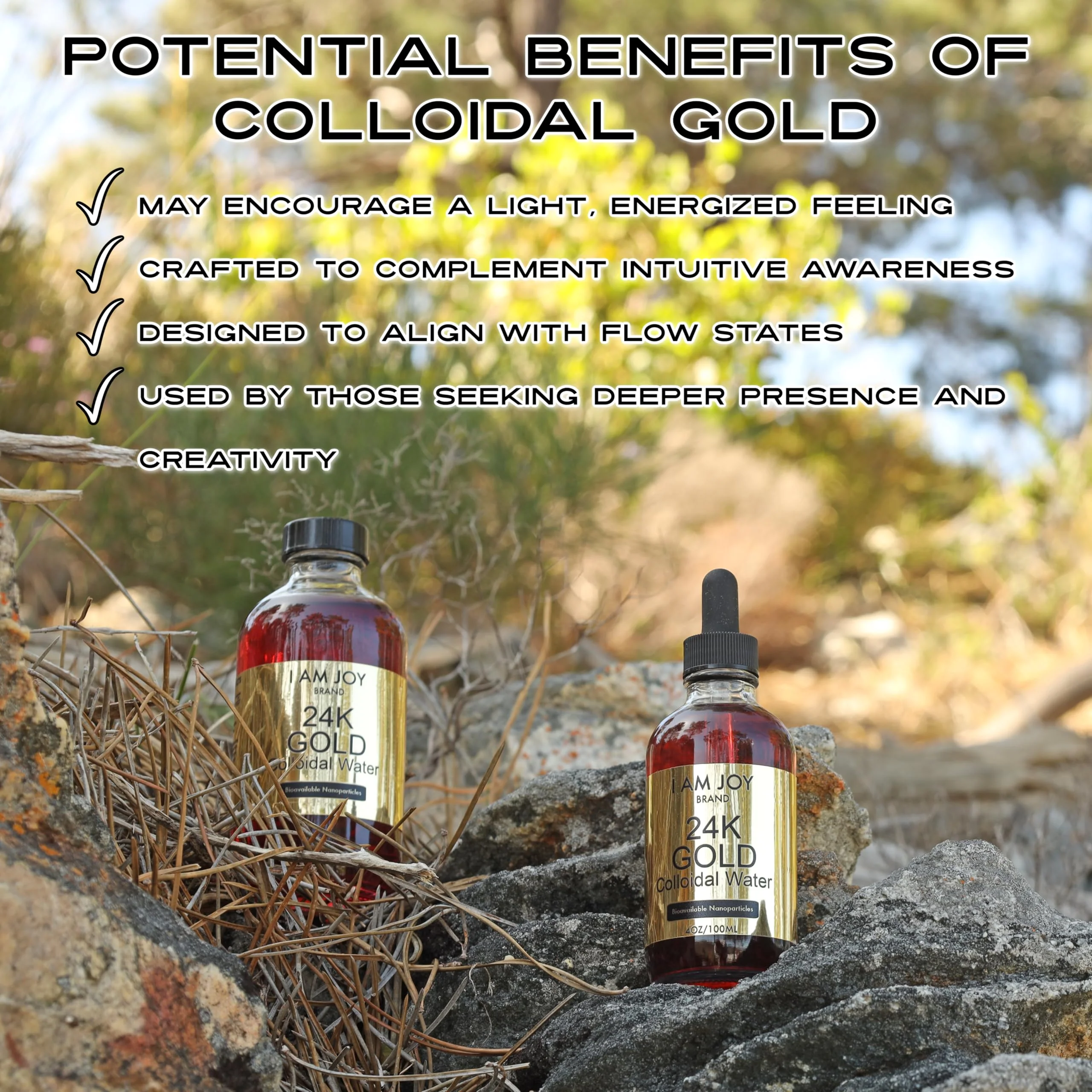 I Am Joy: Liquid Colloidal Gold 24k – 99.99% Pure, 100ppm, 8oz Fragrance-Free Bottle - Image 2
