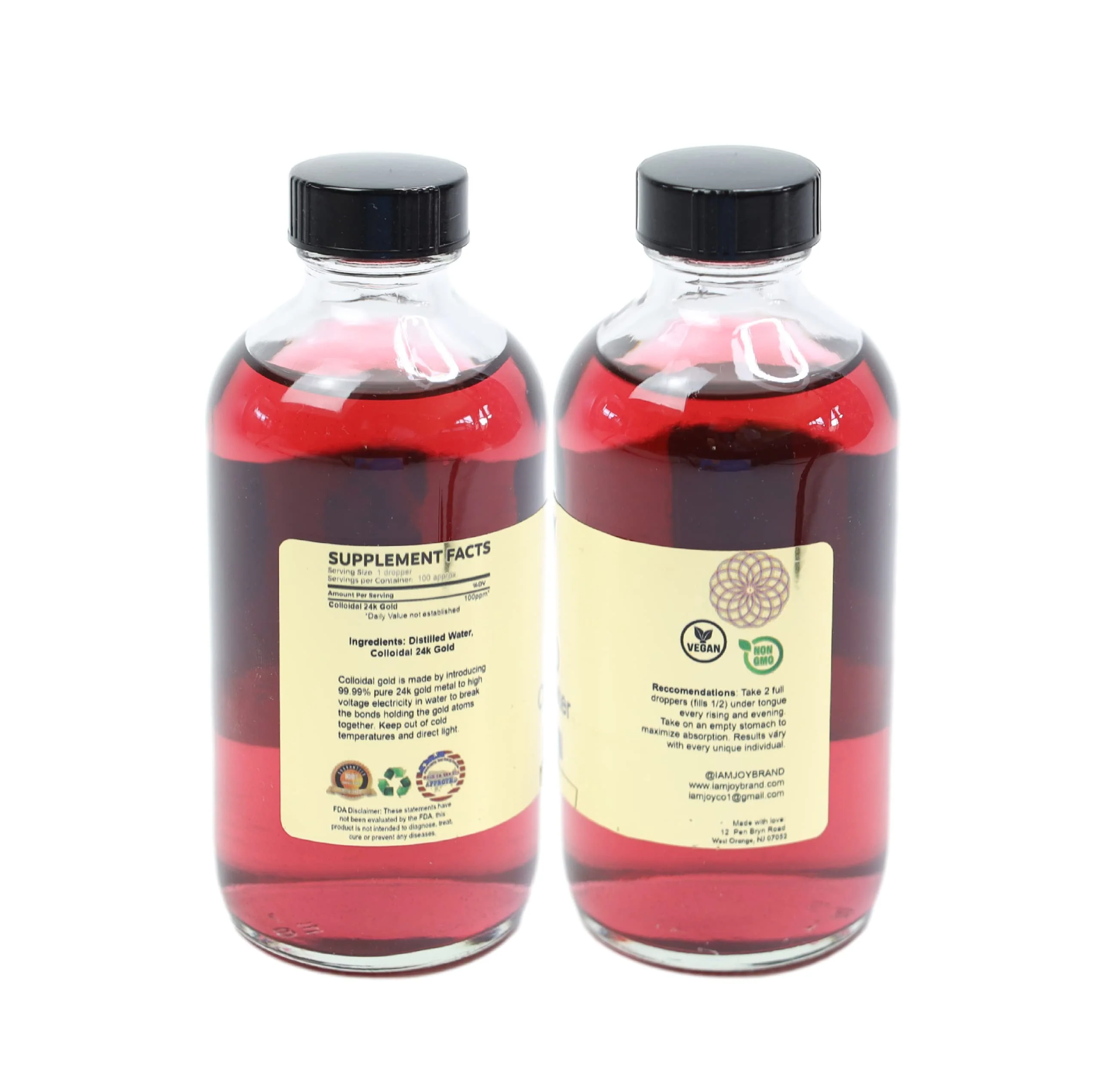 I Am Joy: Liquid Colloidal Gold 24k – 99.99% Pure, 100ppm, 8oz Fragrance-Free Bottle - Image 3