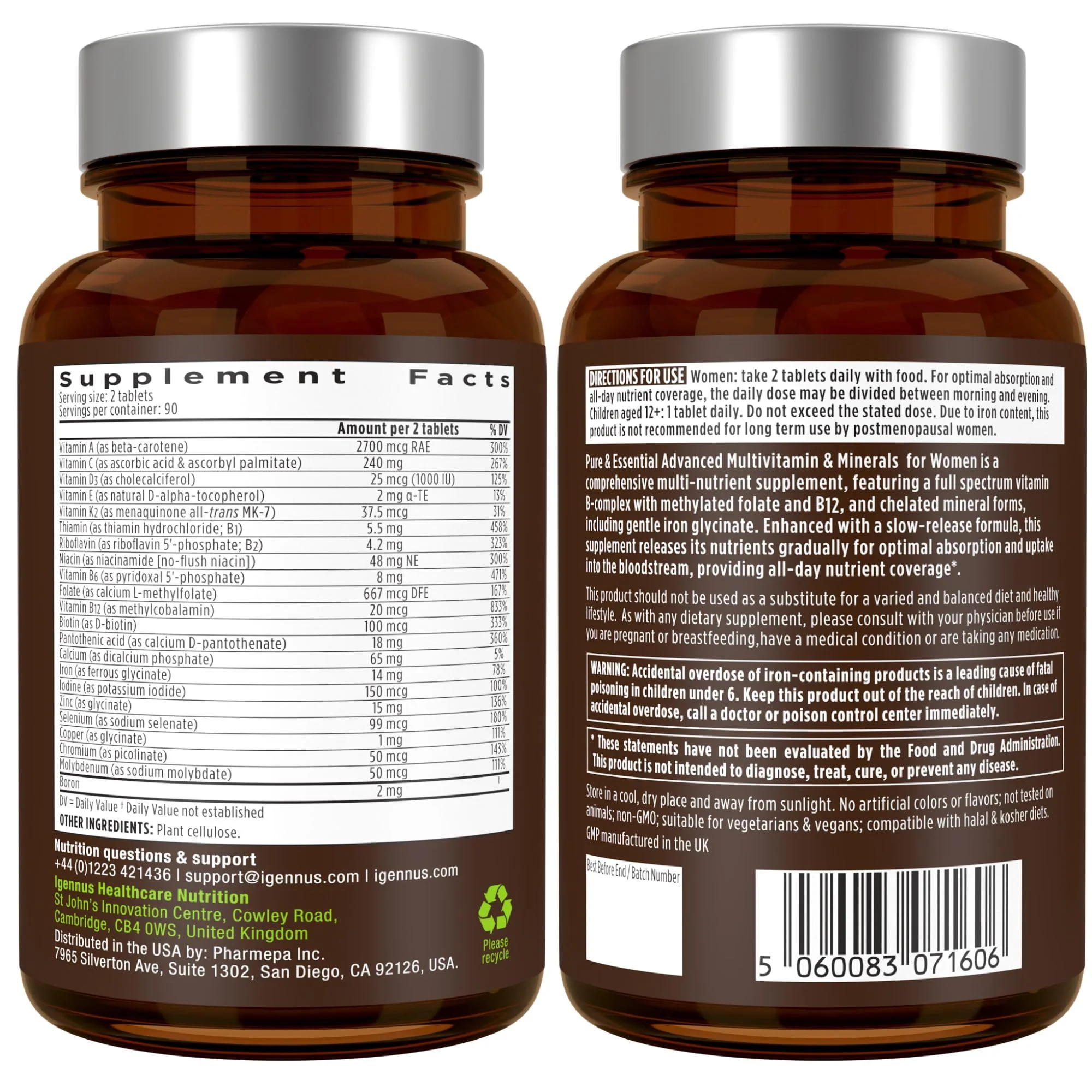 Igennus High Potency Methylated Multivitamin for Women | Pure & Clean Ingredients | 180 Tablets - Image 18