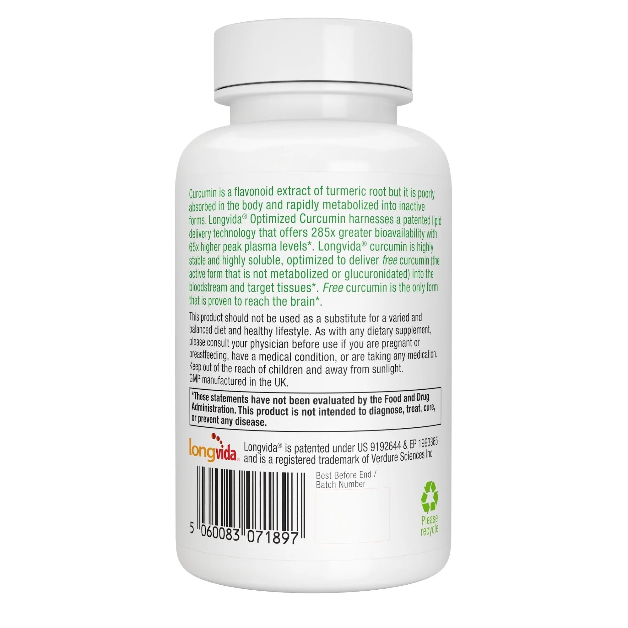 Igennus Longvida Curcumin 500mg – Ultra Bioavailable, 65x Plasma Levels, 90 Vegan Capsules - Image 8
