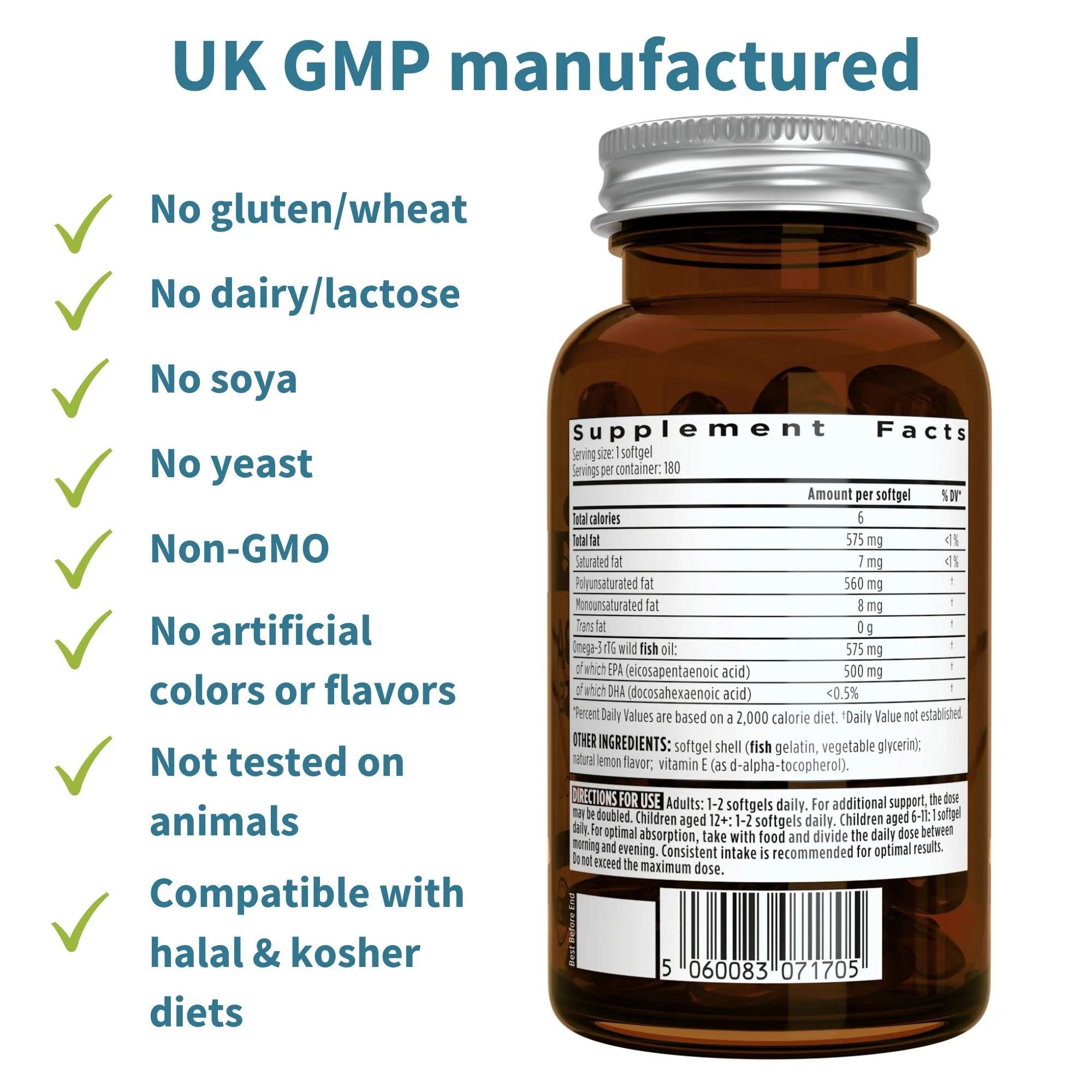Igennus Ultra Pure Omega-3 EPA 500mg | IFOS Certified, rTG Wild Fish Oil - Image 15