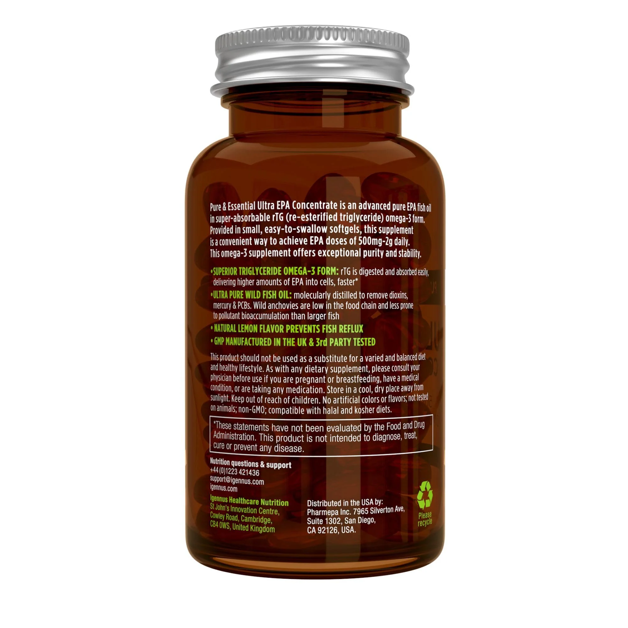 Igennus Ultra Pure Omega-3 EPA 500mg | IFOS Certified, rTG Wild Fish Oil - Image 16