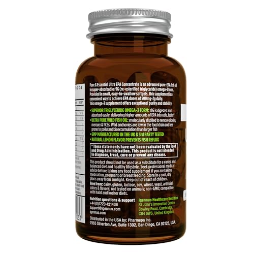 Igennus Ultra Pure Omega-3 EPA 500mg | IFOS Certified Wild Fish Oil | rTG Non-GMO | 90 Softgels - Image 7