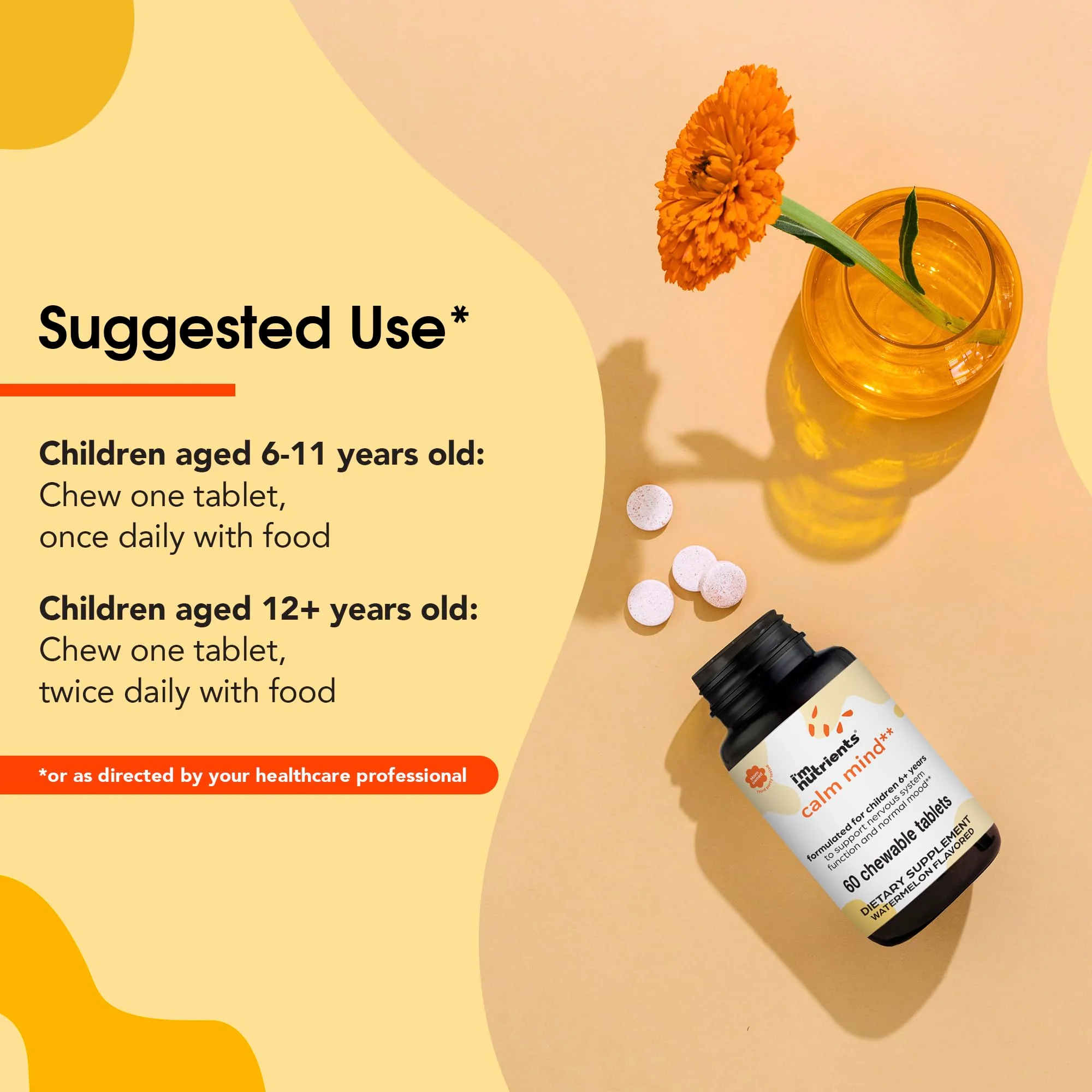 I'm Nutrients Calm Mind for Kids — Saffron, Zinc, Magnesium & Vitamin B6 | 60 Chewable Tablets - Image 8
