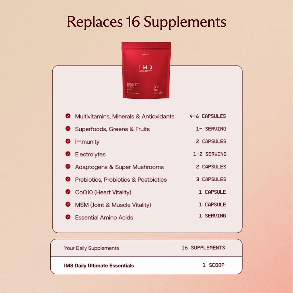 IM8 Daily Ultimate Essentials All-in-1 Multivitamin (92 Nutrients) | CoQ10, Probiotics, Greens, 30 Servings - Image 6