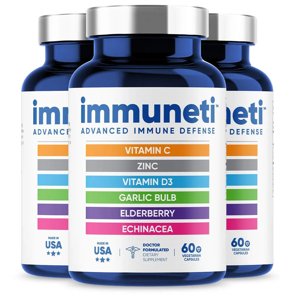 Immuneti 6-in-1 Immune Defense | Vitamin C, D3, Zinc, Elderberry, Garlic, Echinacea | 3 Pack