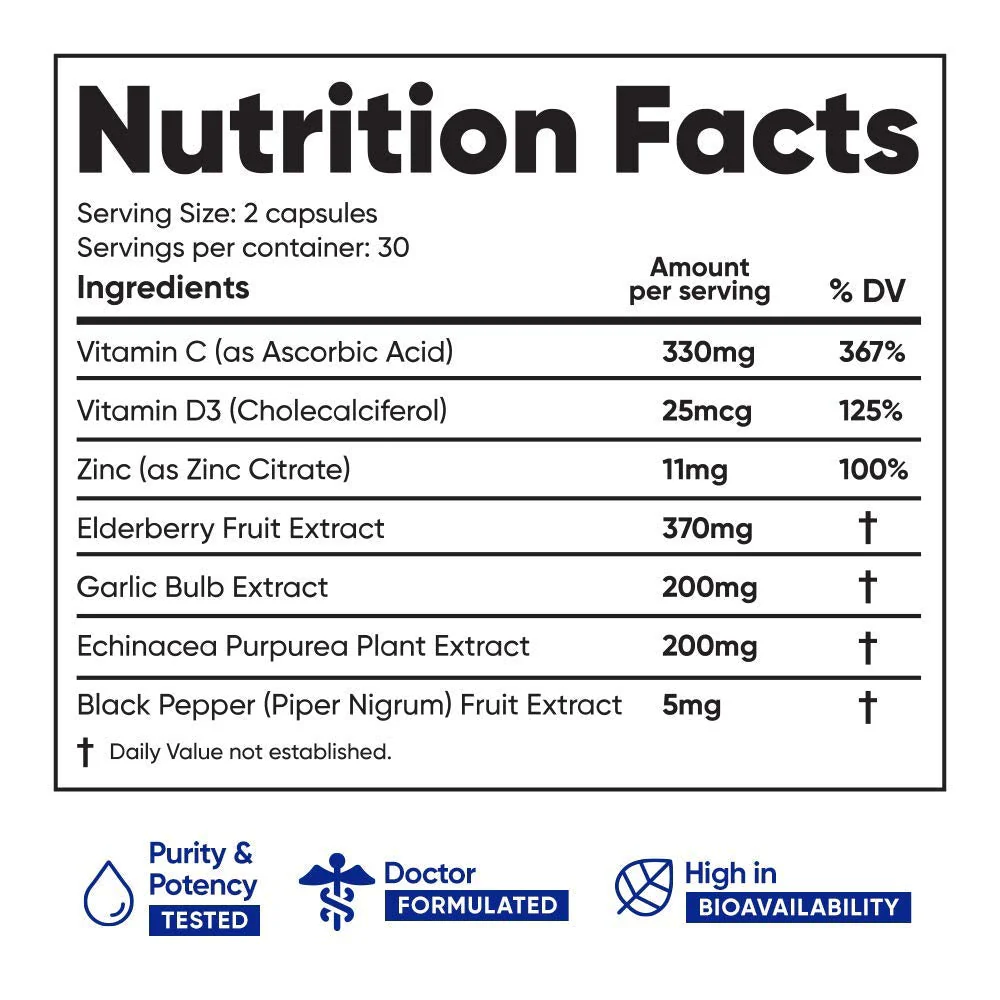 Immuneti 6-in-1 Immune Defense | Vitamin C, D3, Zinc, Elderberry, Garlic, Echinacea | 3 Pack - Image 3