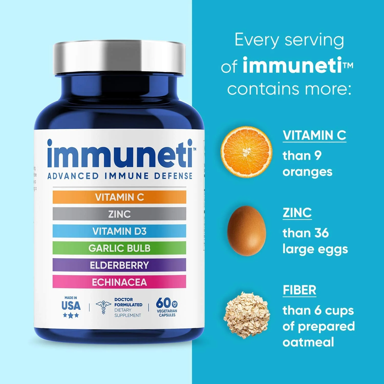 Immuneti 6-in-1 Immune Defense | Vitamin C, D3, Zinc, Elderberry, Garlic, Echinacea | 3 Pack - Image 4