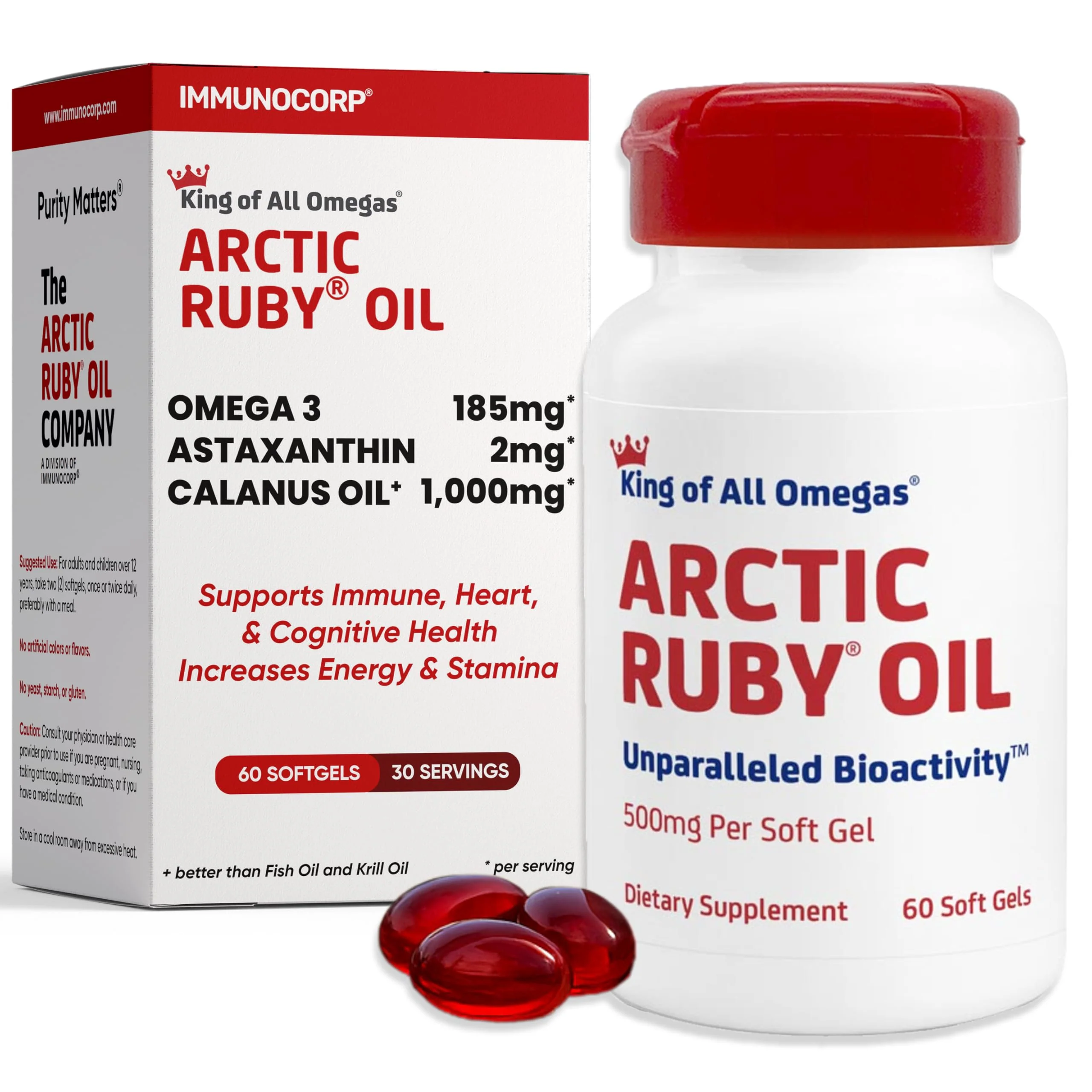 Immunocorp Arctic Ruby Oil 1000mg – Omega-3 with Astaxanthin (60 Softgels) - Image 10