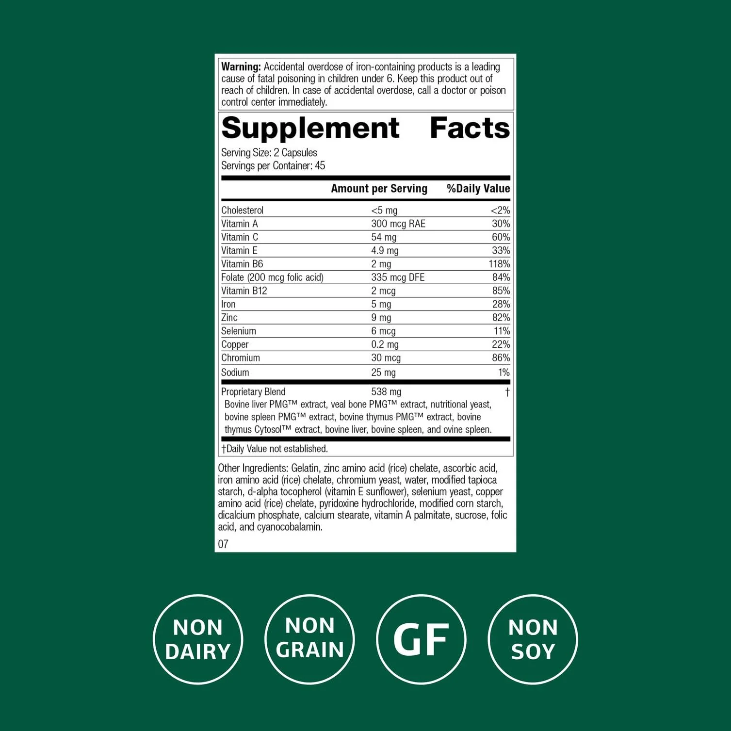 Immuplex by Standard Process Inc. – Daily Immune Support with Folate, Iron, Vitamin C & A (90 Capsules) - Image 9