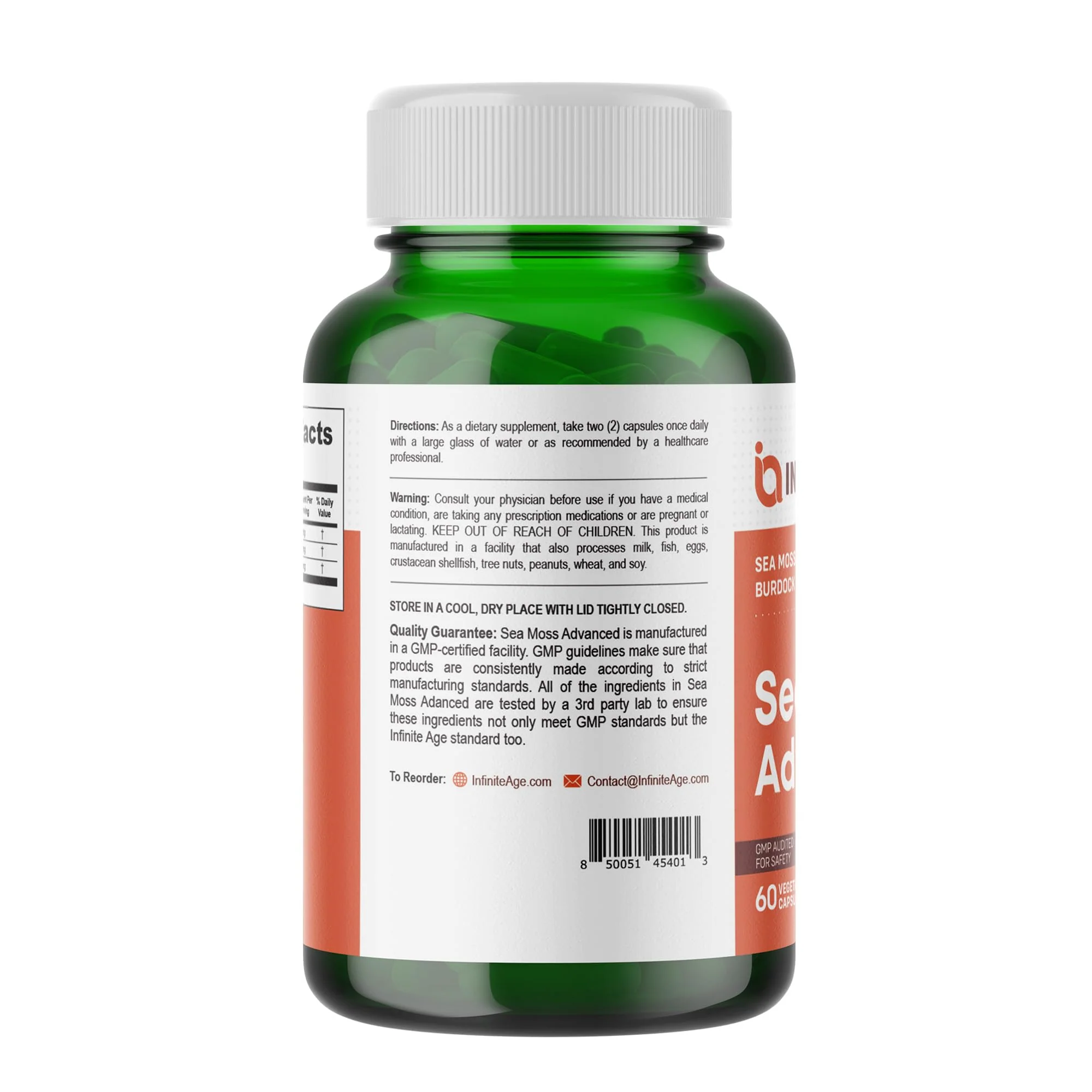 INFINITE AGE 2 Pack Sea Moss Capsules 1250mg – Vegan, Made in USA, Irish Sea Moss + Bladderwrack - Image 4