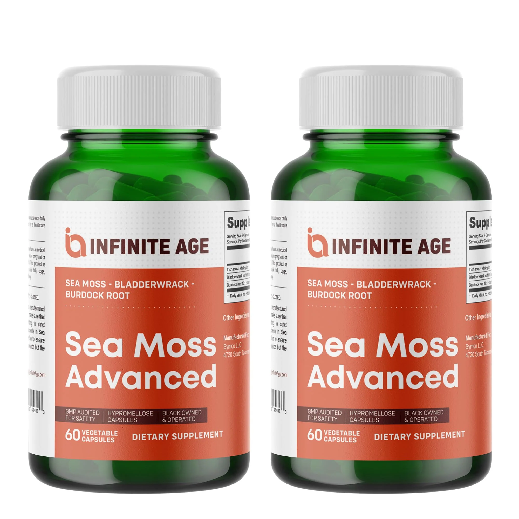 INFINITE AGE 2 Pack Sea Moss Capsules 1250mg – Vegan, Made in USA, Irish Sea Moss + Bladderwrack - Image 8