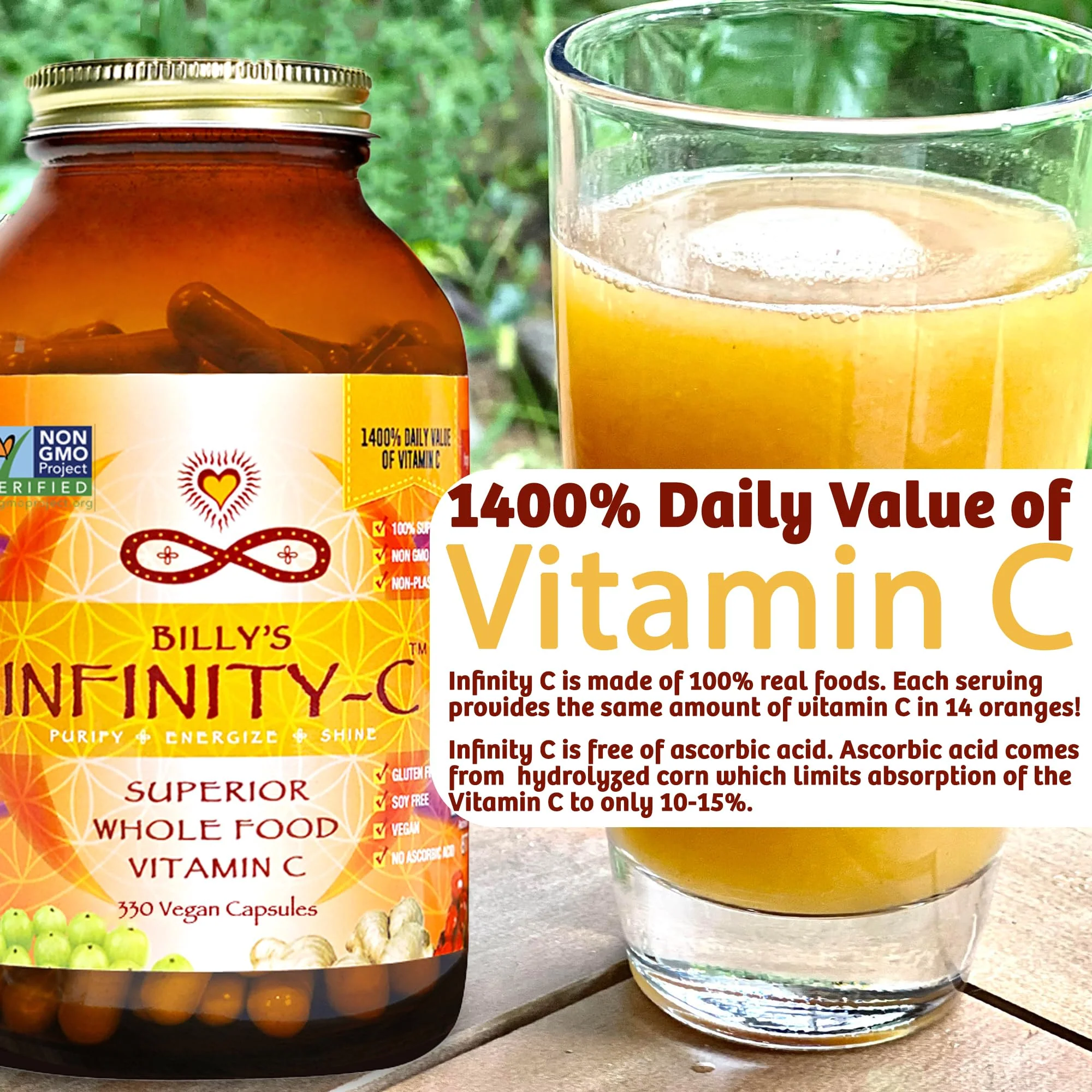 Infinity-C Organic Vitamin C Capsules – 1000mg Whole Food Vitamin C for Immune Support - Image 2
