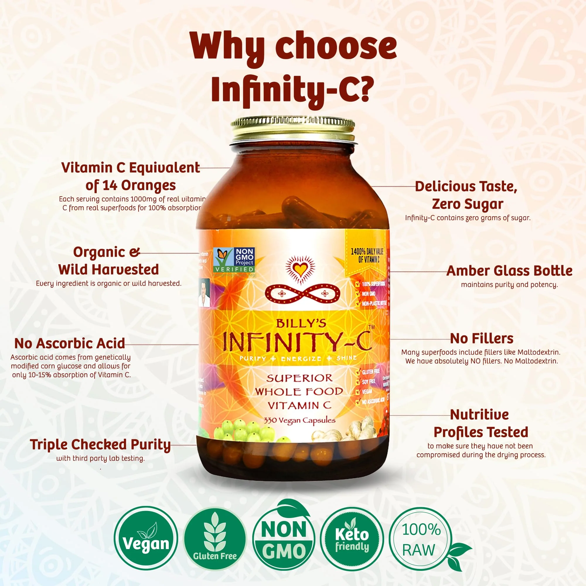 Infinity-C Organic Vitamin C Capsules – 1000mg Whole Food Vitamin C for Immune Support - Image 4