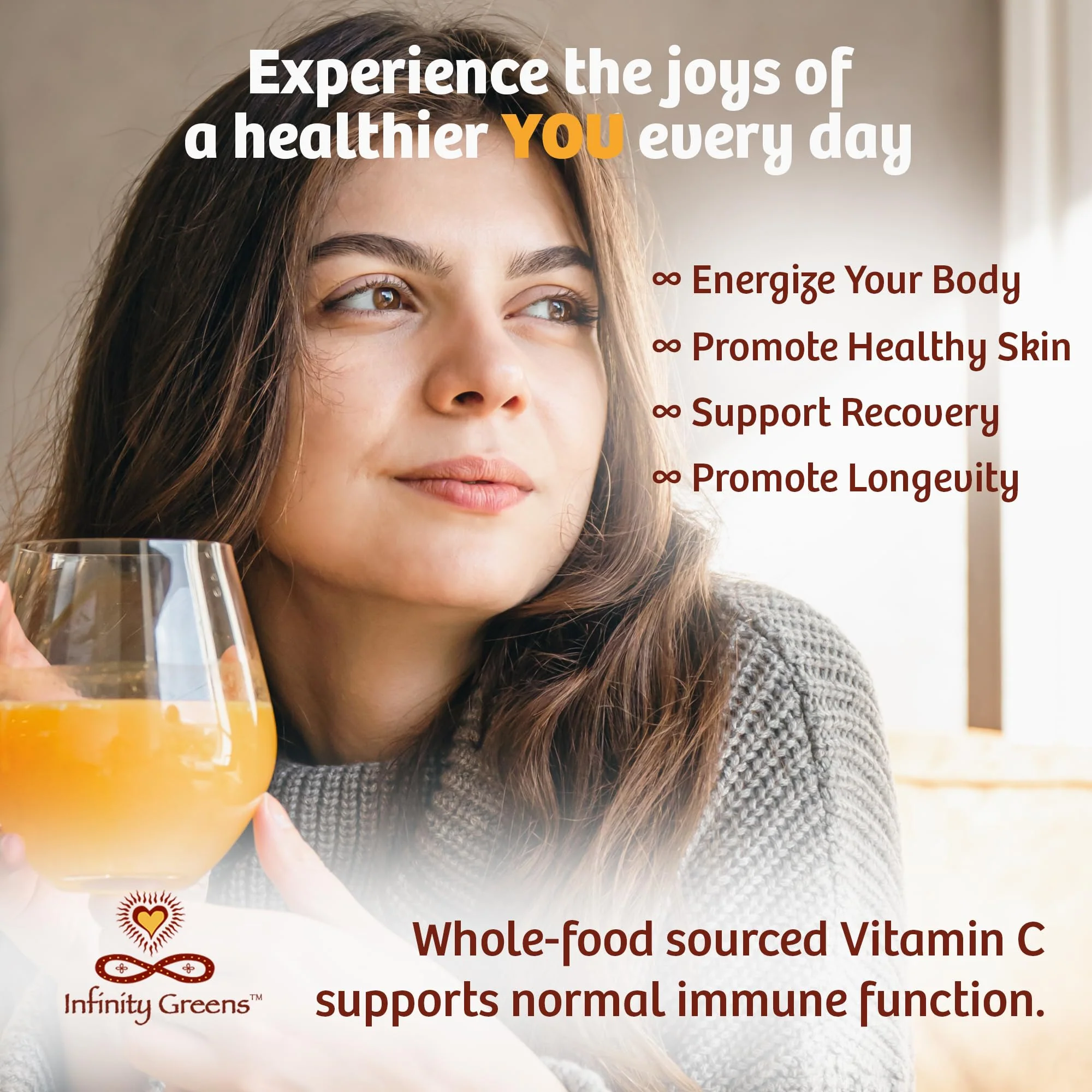 Infinity-C Organic Whole-Food Vitamin C Powder – 1000mg, Acerola, Camu Camu & Amla (30 Servings) - Image 2
