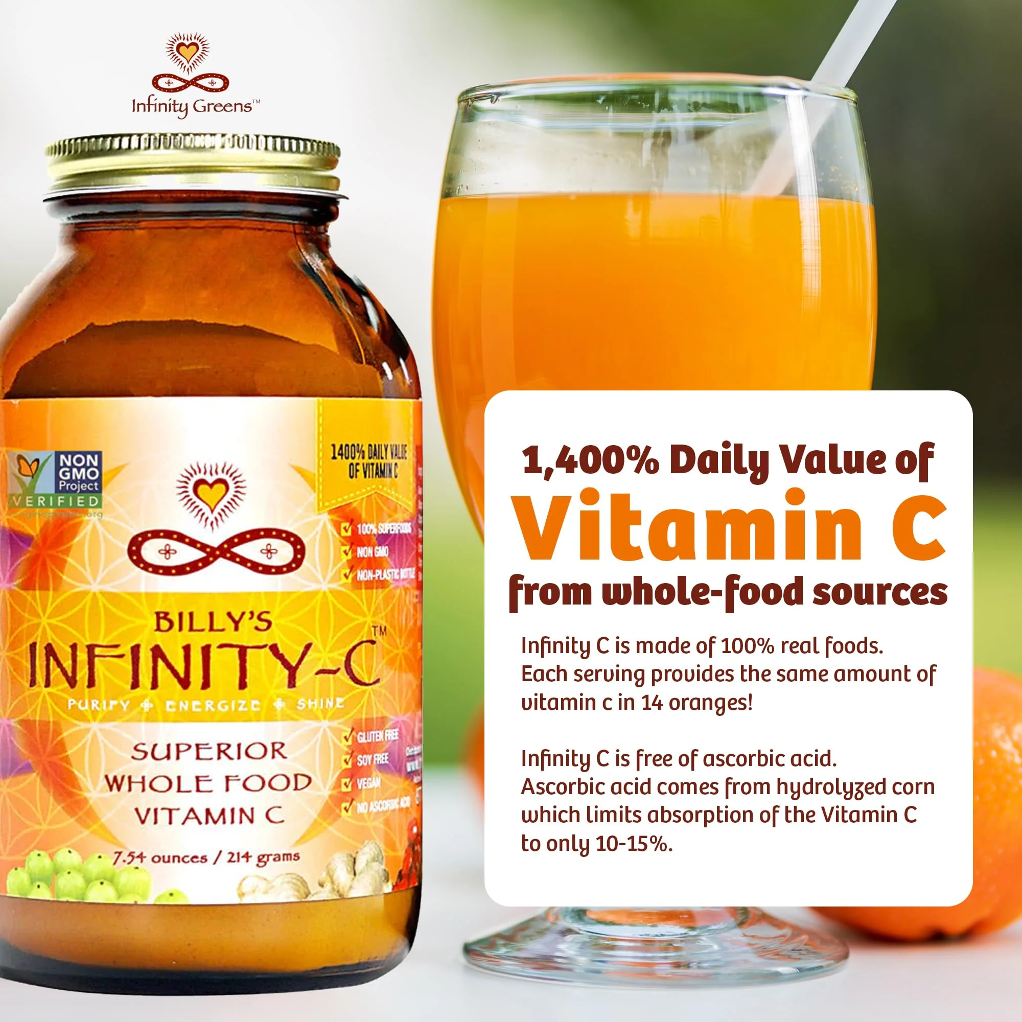 Infinity-C Organic Whole-Food Vitamin C Powder – 1000mg, Acerola, Camu Camu & Amla (30 Servings) - Image 5