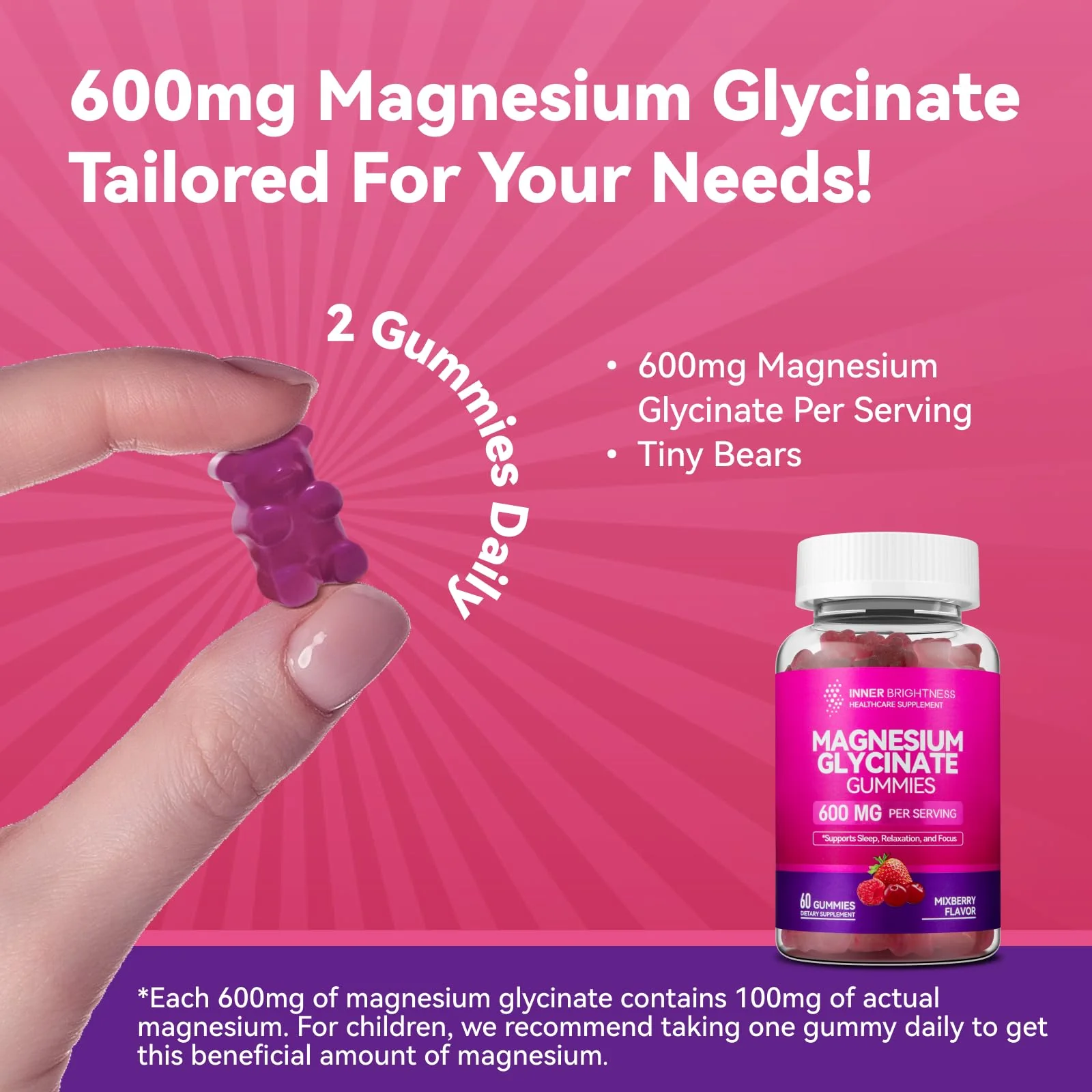 Inner Brightness Magnesium Glycinate Plus Gummies – 860mg | Sugar-Free, Gluten-Free, Non-GMO (120 Count) - Image 6