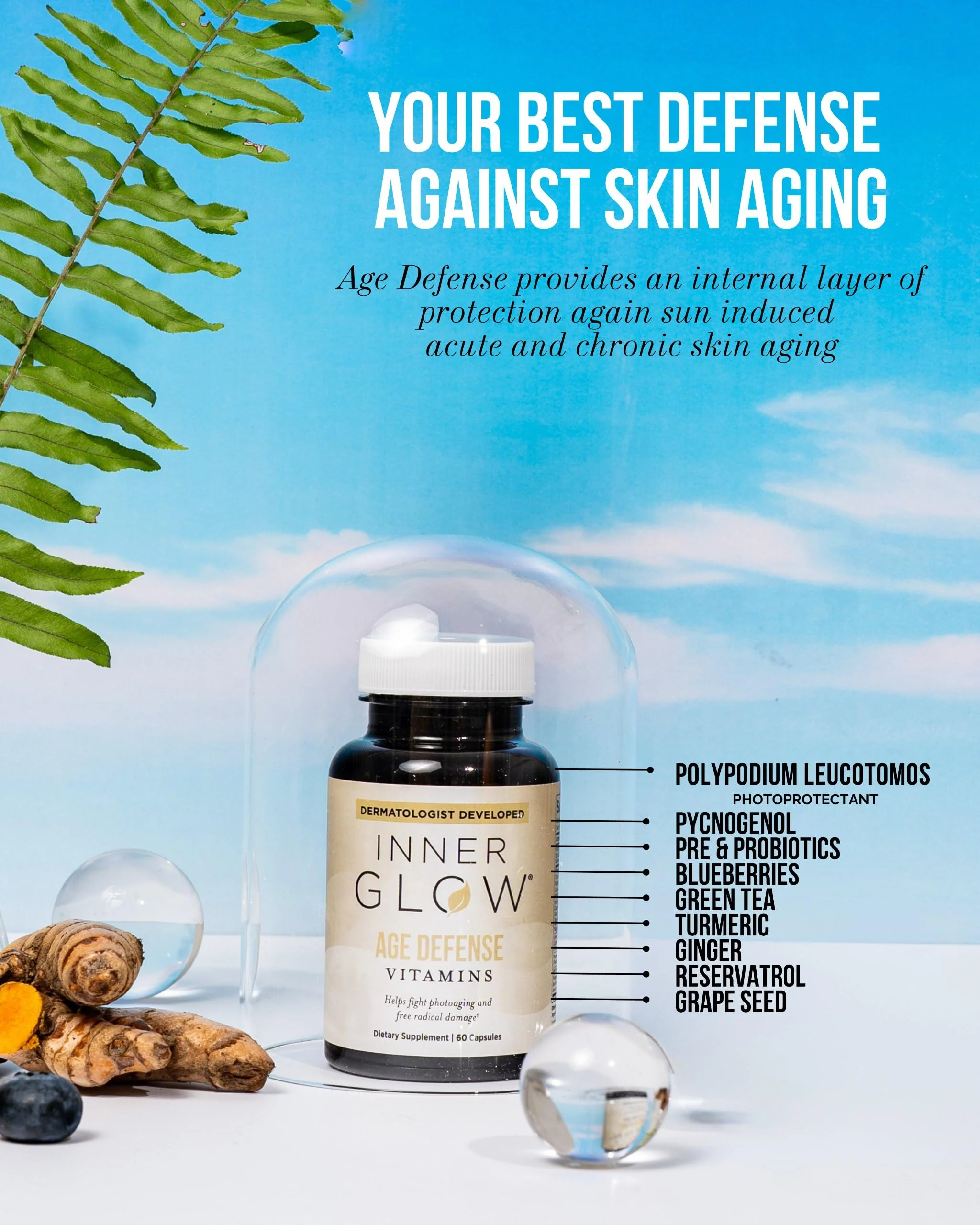 Inner Glow Age Defense Vitamins – Dermatologist & Plastic Surgeon Developed Antioxidant Formula for Photoaging and Melasma – Vegan, Gluten-Free – 60 Capsules - Image 6